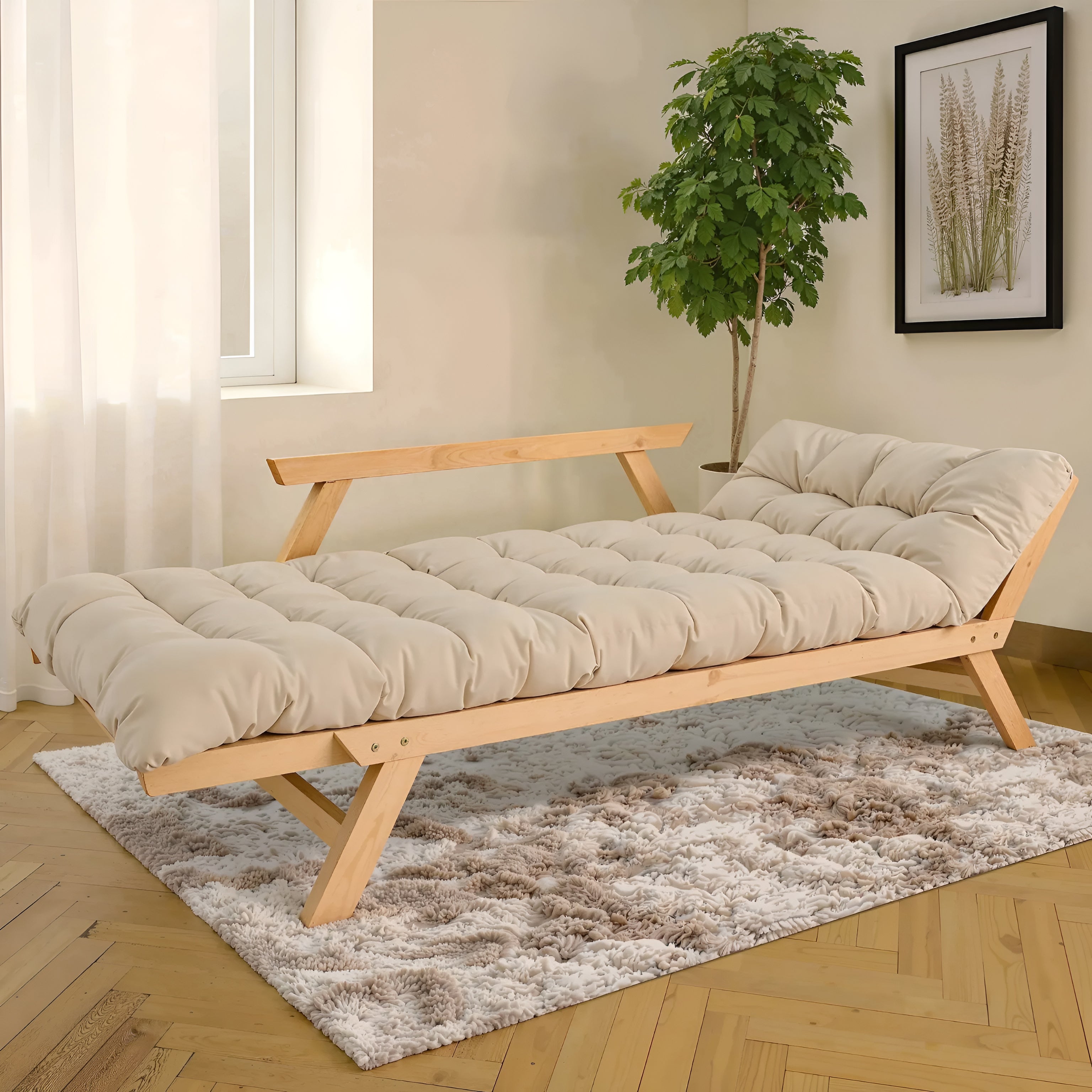 Диван-футон ALLEGRO, деревянный раскладной из массива бука