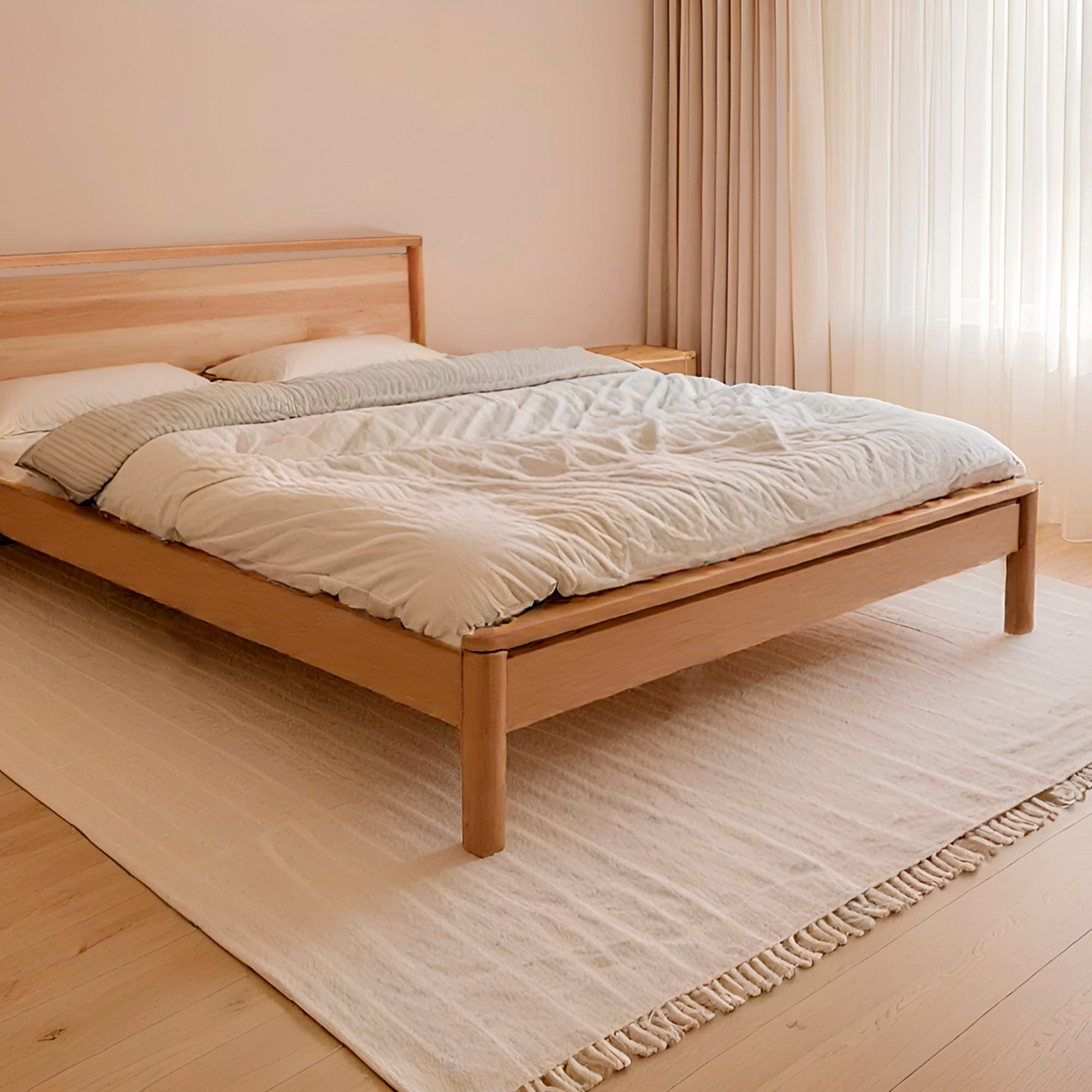 Дерев'яне двоспальне ліжко DROP HARD натурального кольору