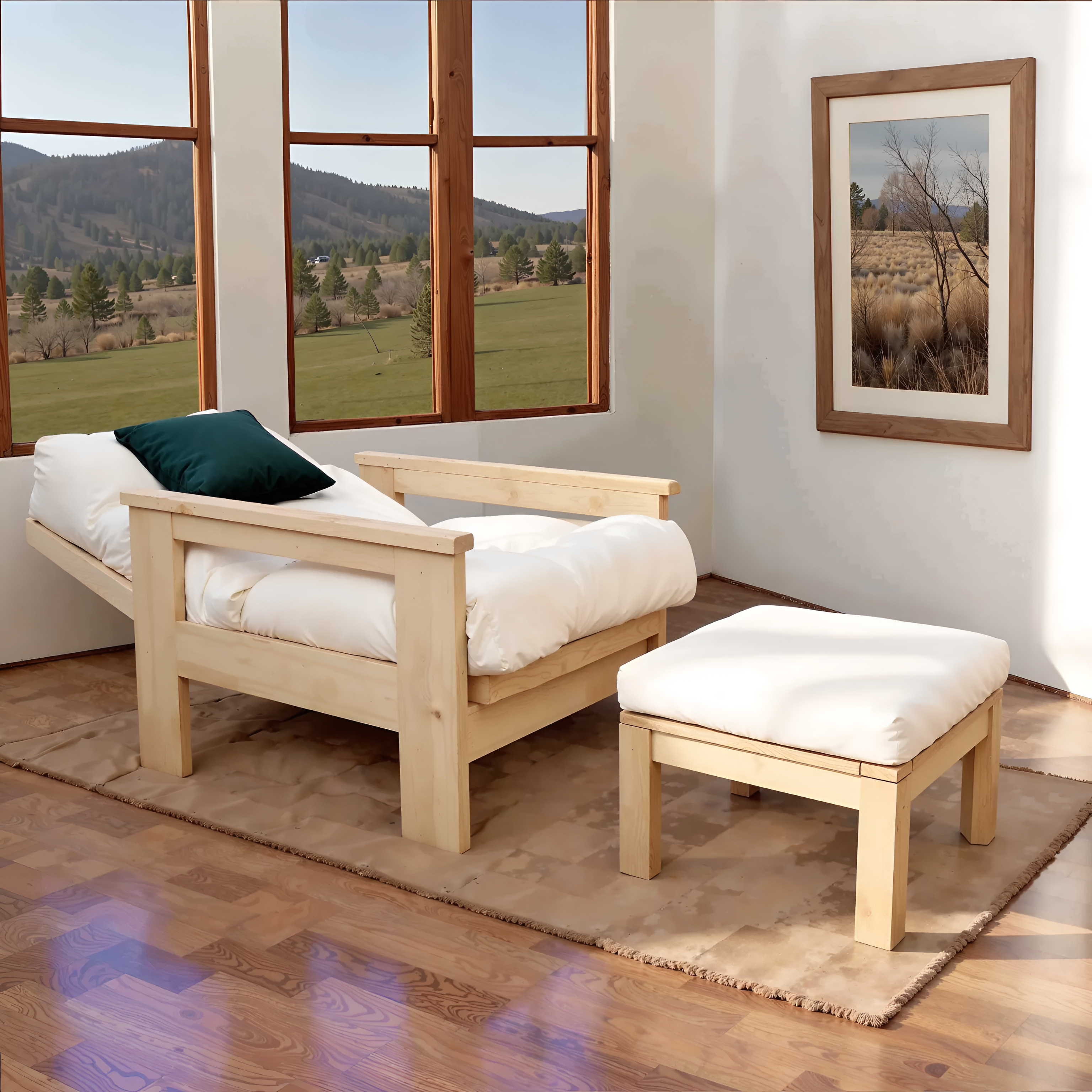 Комплект меблів MEXICO, крісло + столик-пуф, натуральний