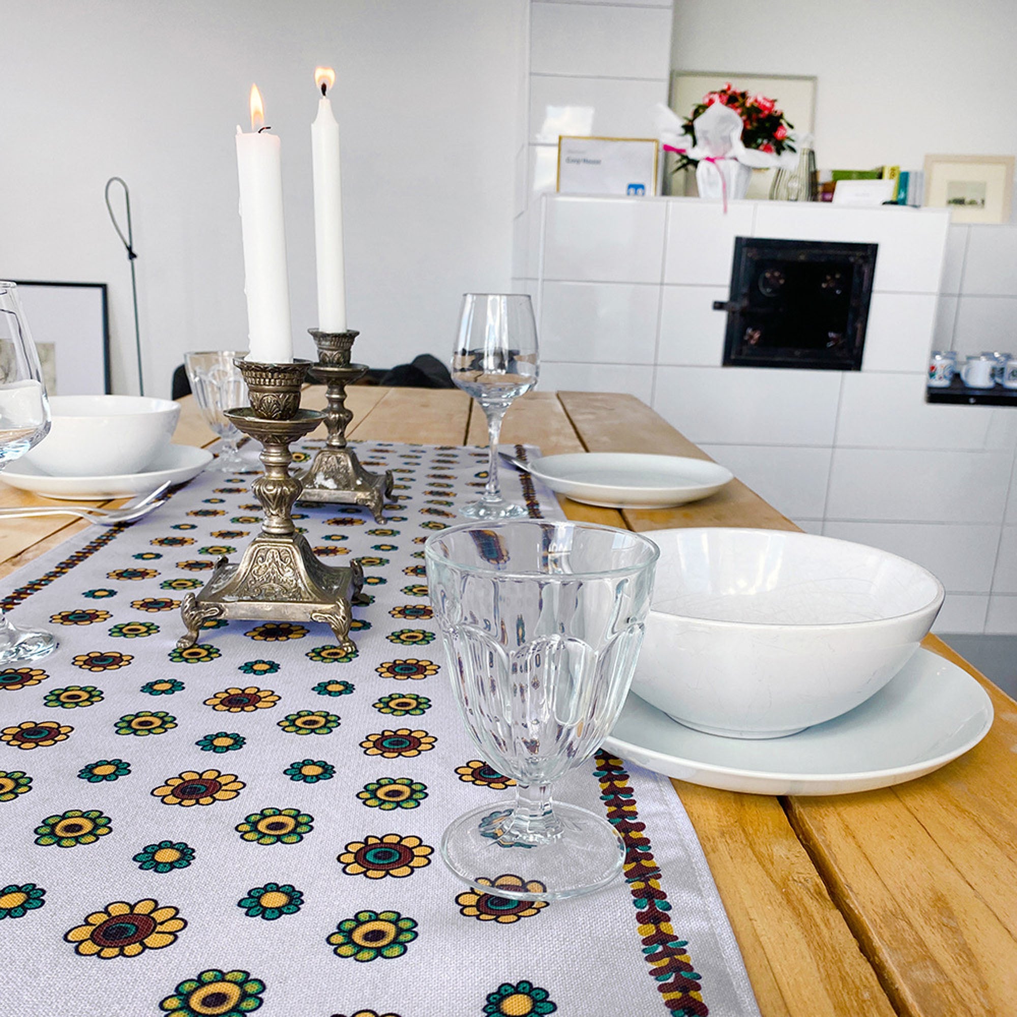 Доріжка на стіл КВІТИ ТЕПЛА