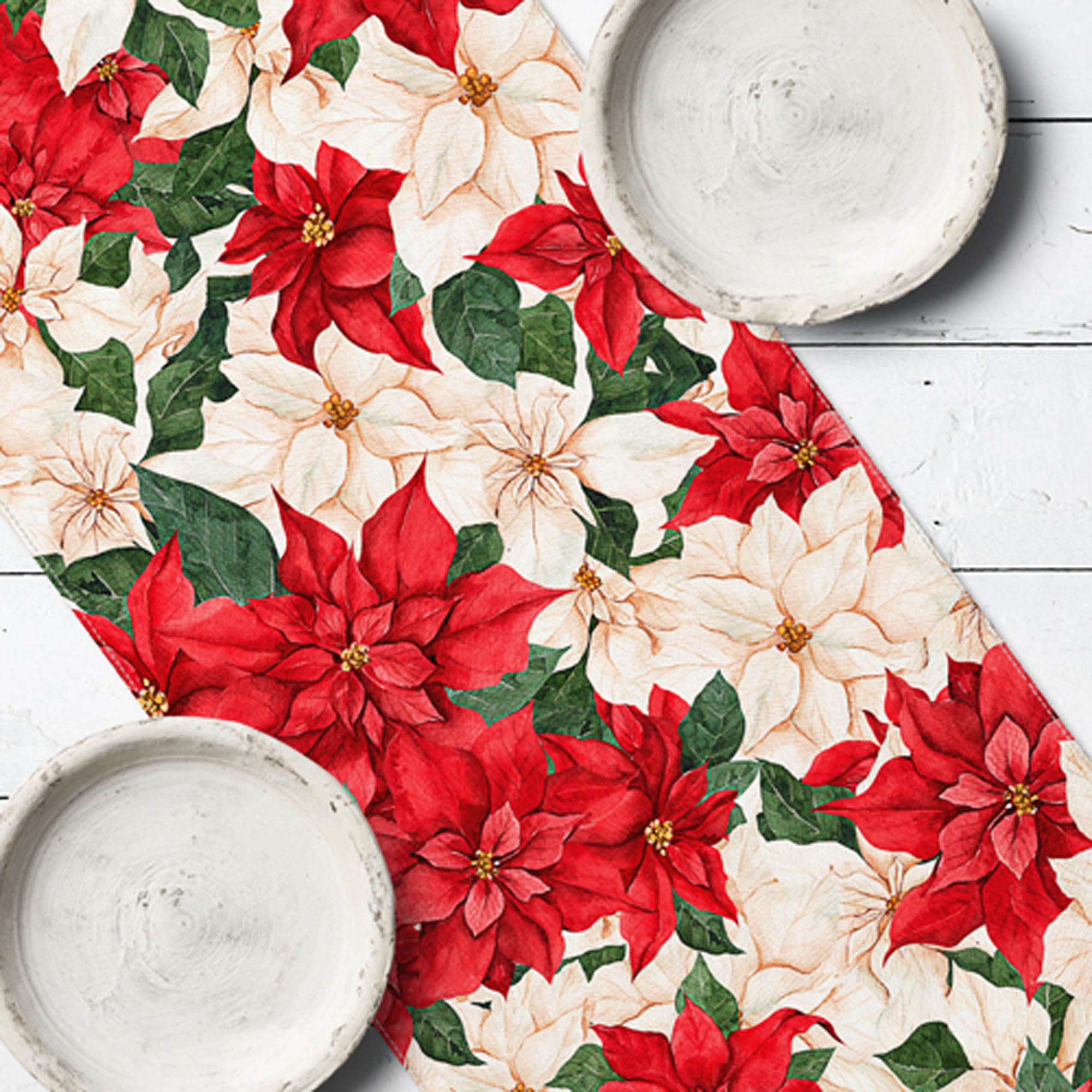 Дорожка на стол РОЖДЕСТВЕНСКИЕ ЦВЕТЫ