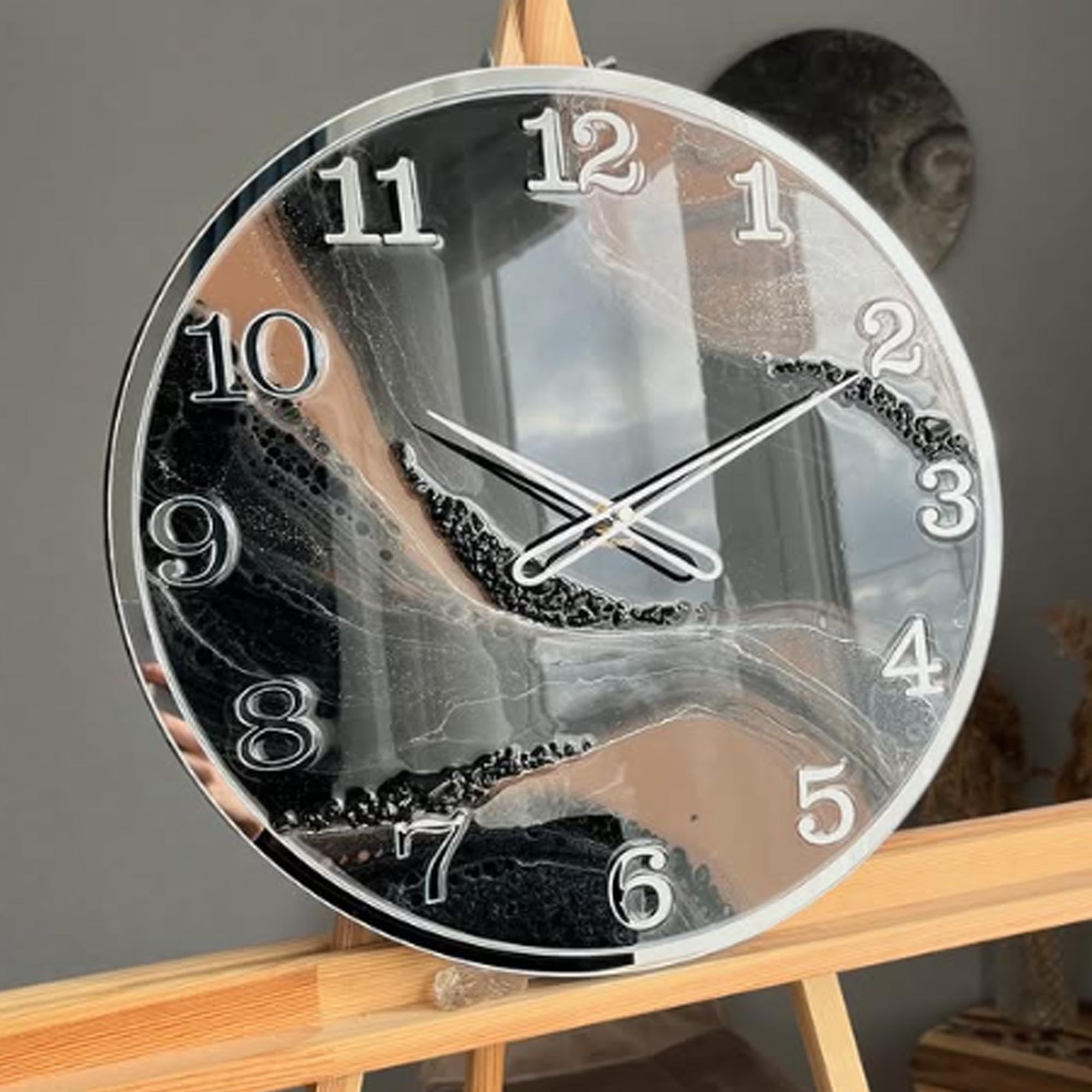 Годинник з епоксидної смоли, чорний з коричневим
