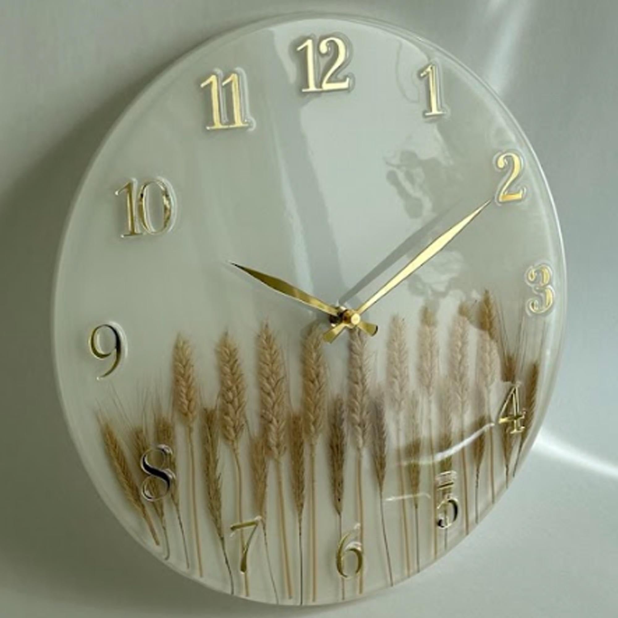Годинник з епоксидної смоли, пшениця та жито
