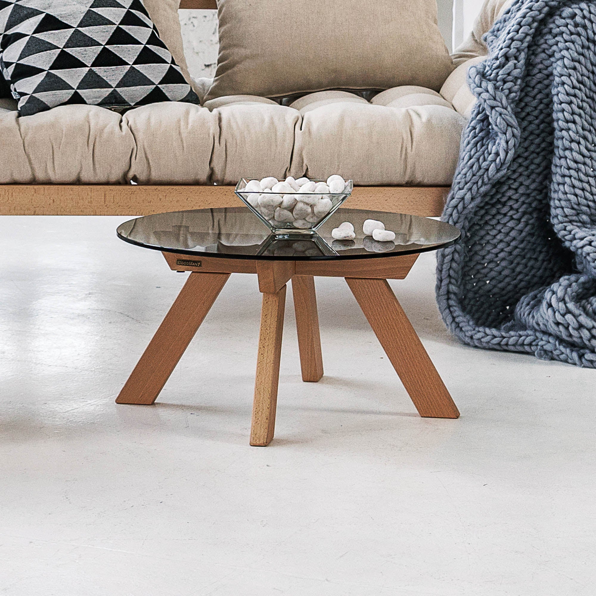 Комплект меблів ALLEGRO, диван-футон + пуф + столик, горіховий