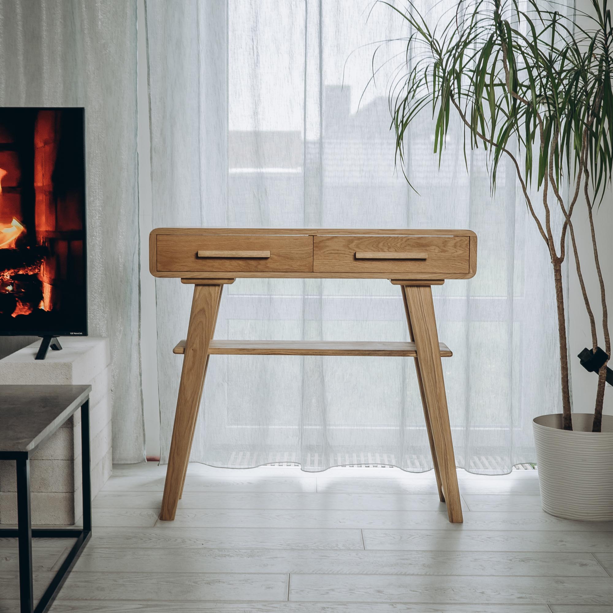 Консольна тумба 35 х 85 х 90 см, дуб