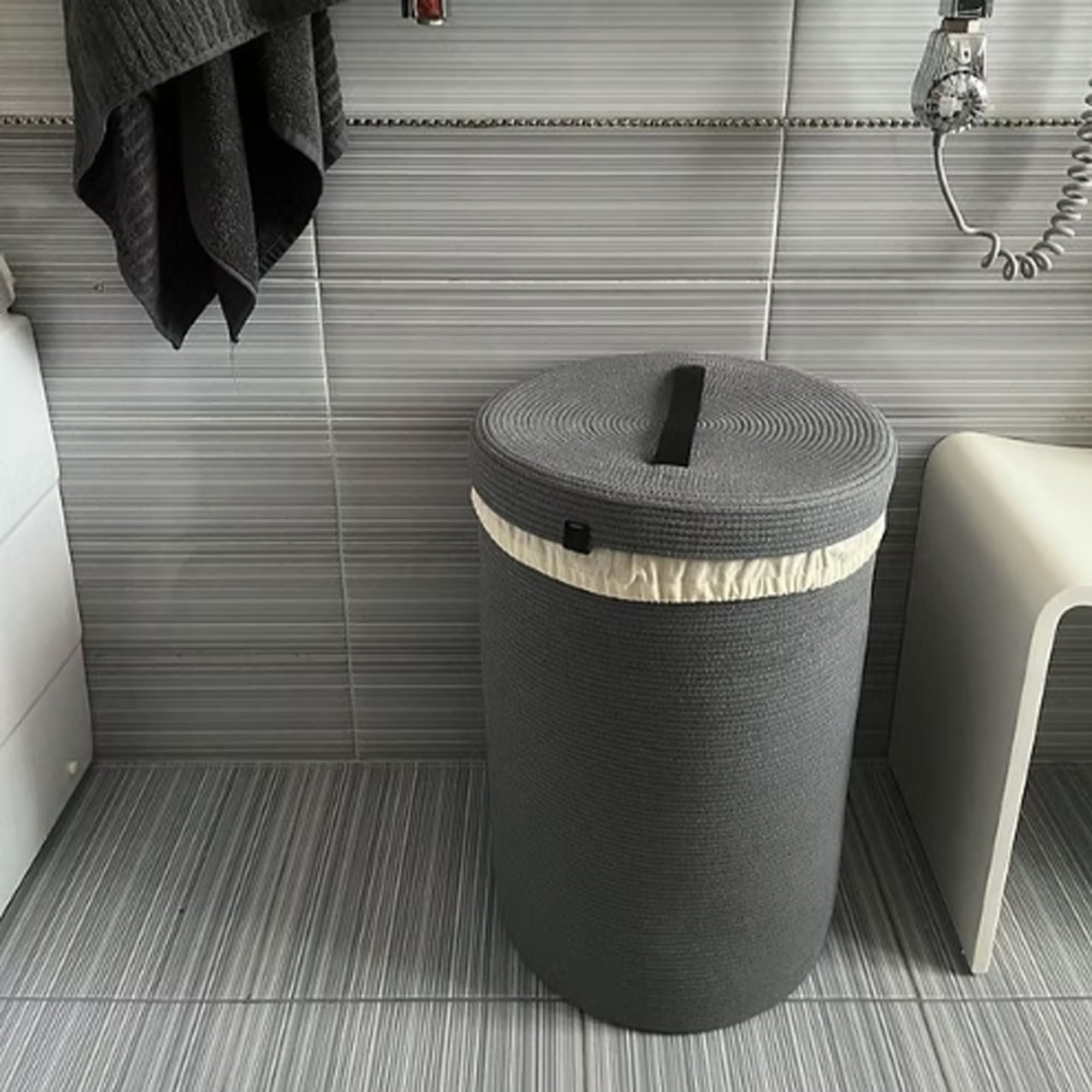 Корзина с крышкой 35 х 55 см, темно-серый