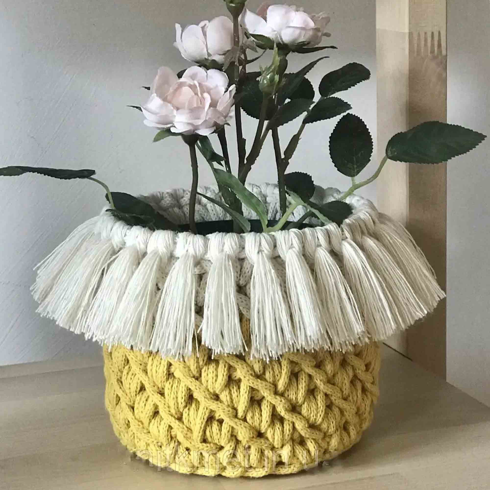 Кошик круглий з бахромою - зображення 2