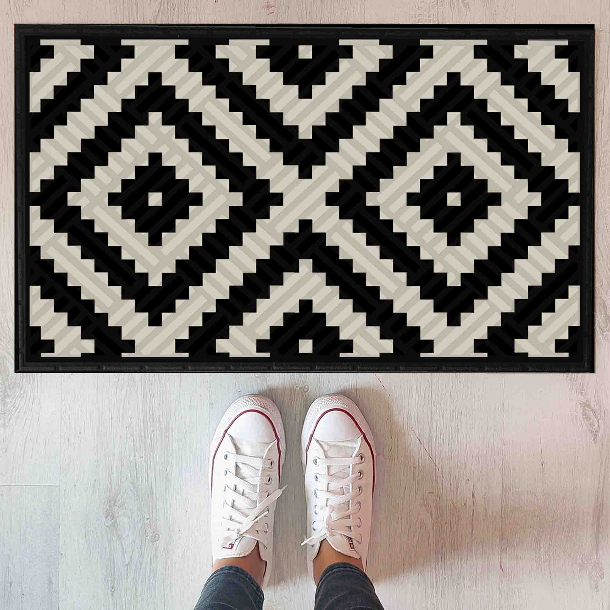 Килимок придверний з принтом ЧОРНО-БІЛИЙ ВІЗЕРУНОК - зображення 1