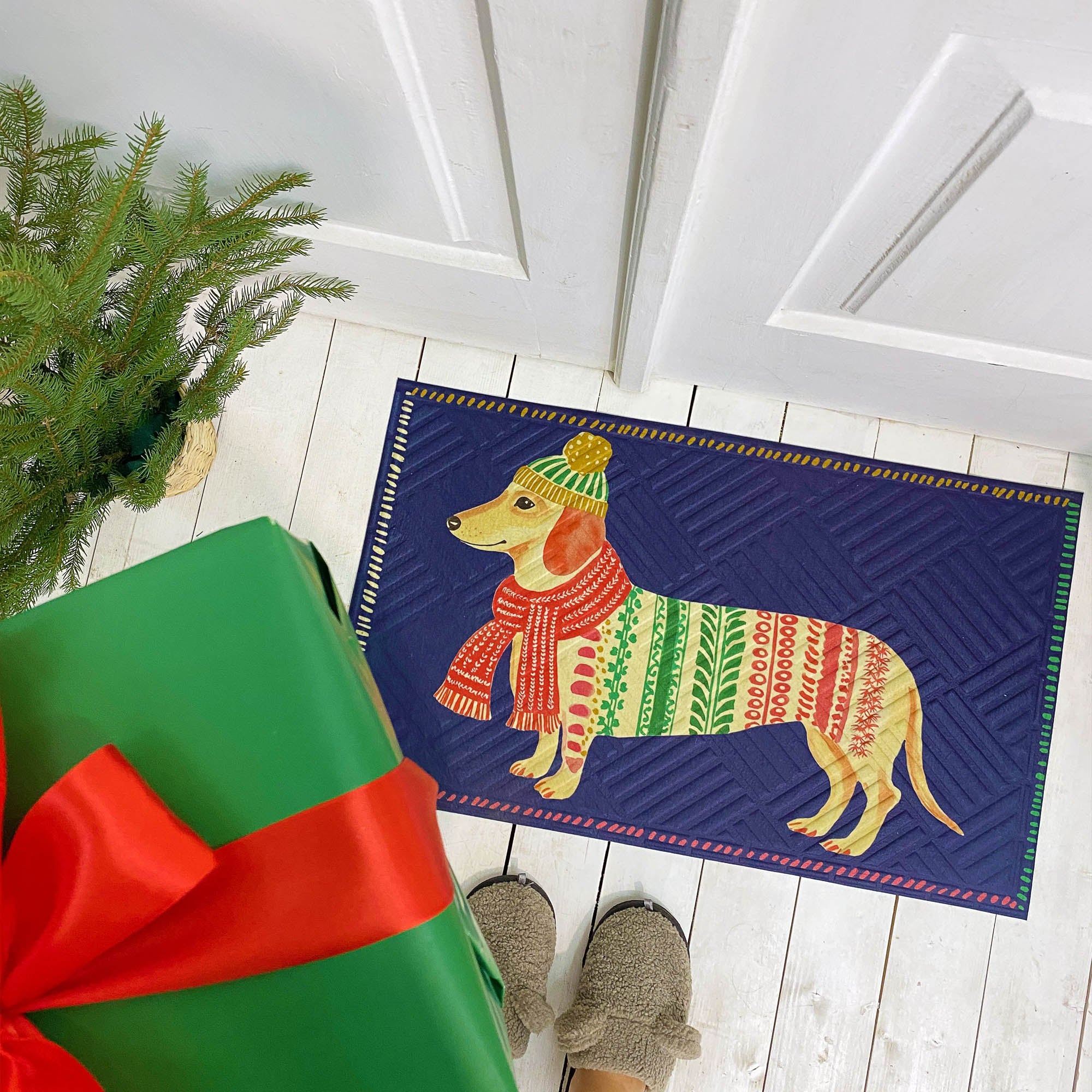 Коврик привратный с принтом СОБАЧКА В ШАРФЕ