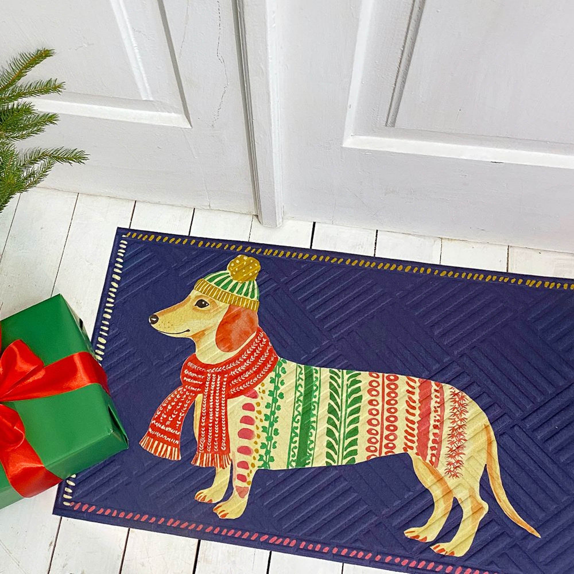 Коврик привратный с принтом СОБАЧКА В ШАРФЕ