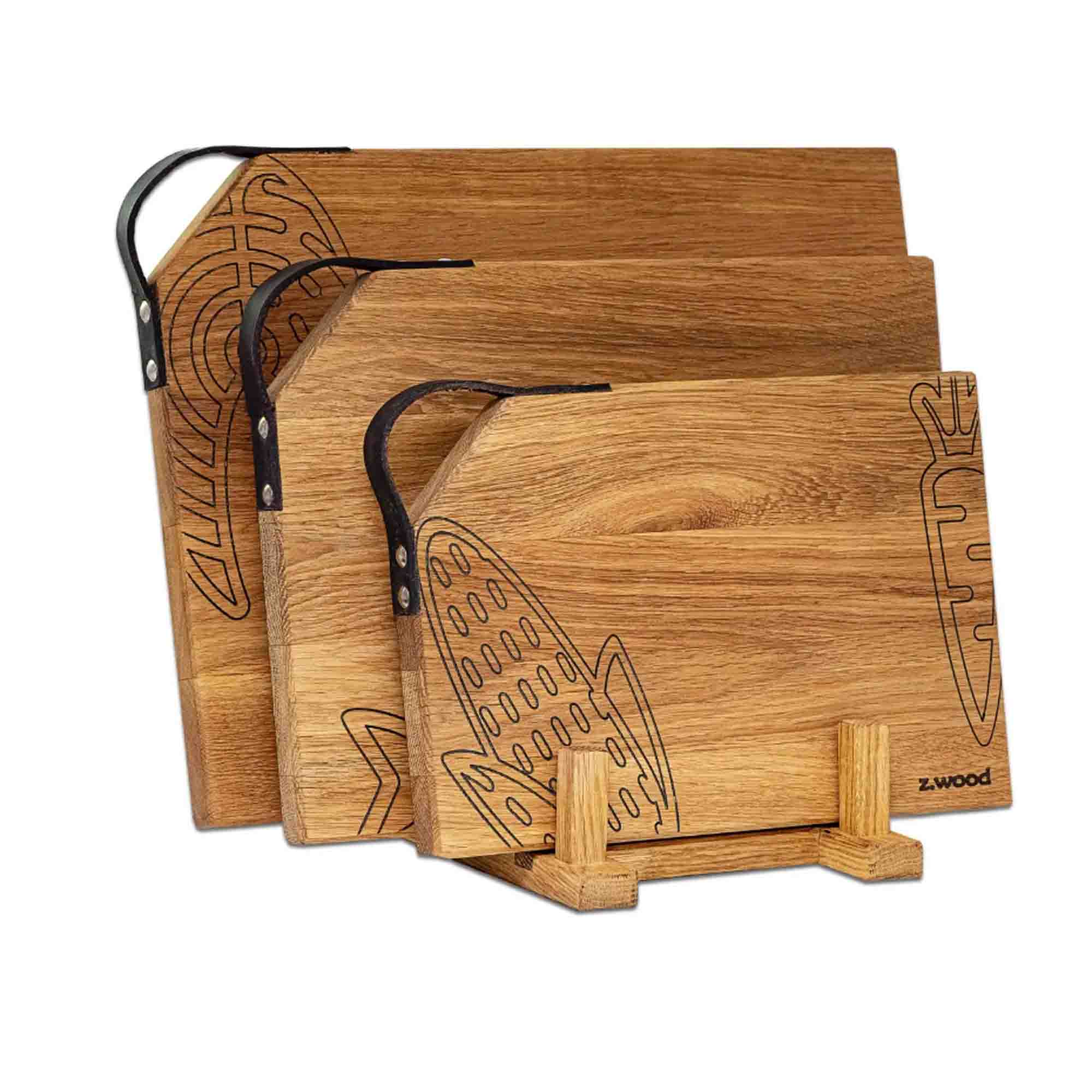 Набір кухонних дощечок GRILL WOODBEST, з підставкою - зображення 1