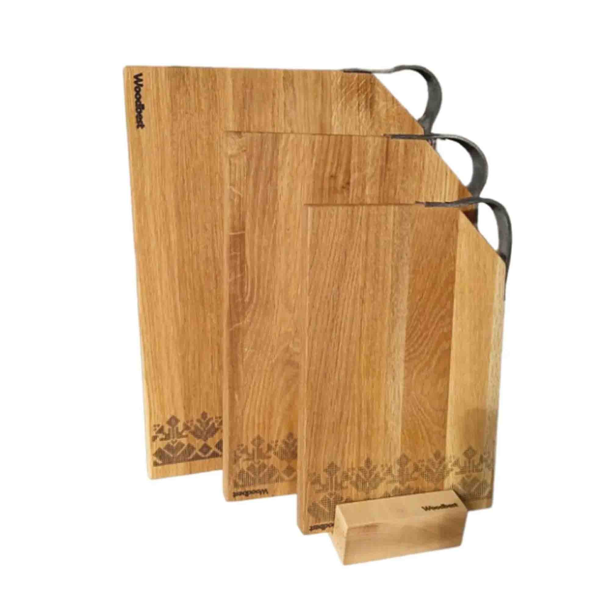 Набір кухонних дощечок ВИШИВАНКА WOODBEST, з підставкою - зображення 1