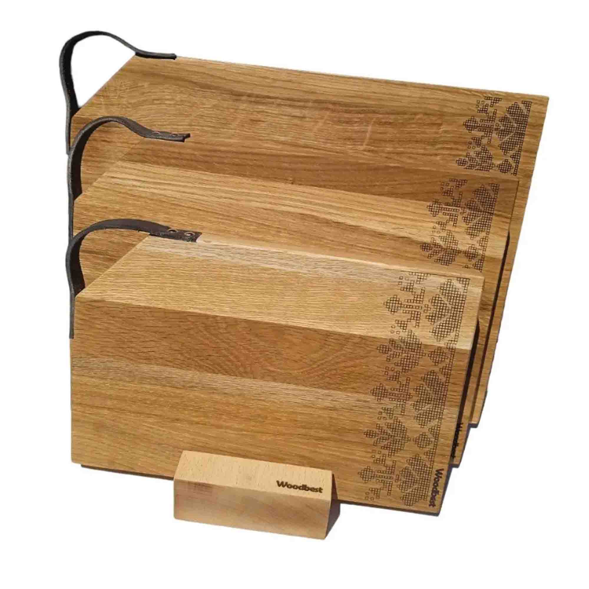 Набір кухонних дощечок ВИШИВАНКА WOODBEST, з підставкою - зображення 2