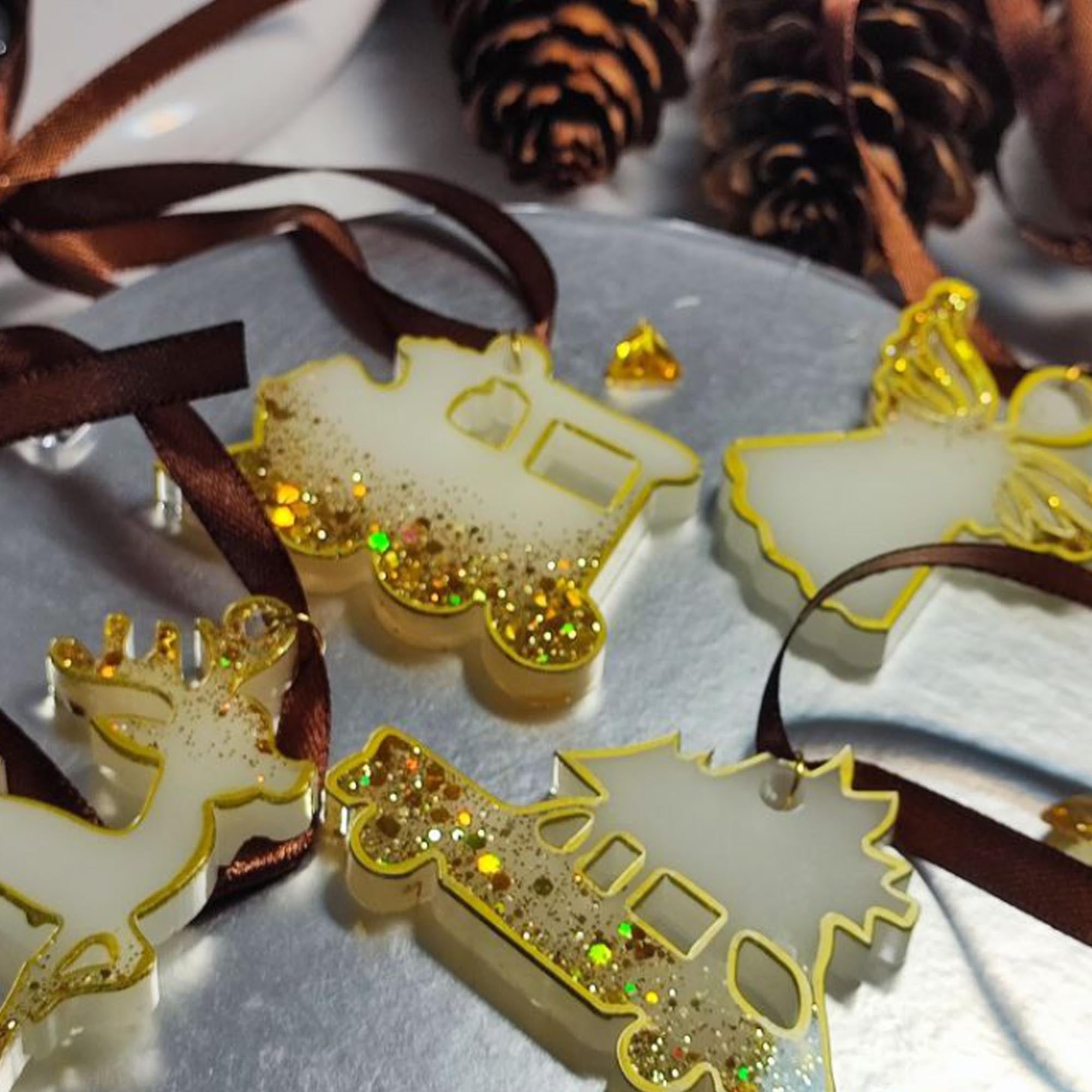 Набор елочных игрушек I, из эпоксидной смолы