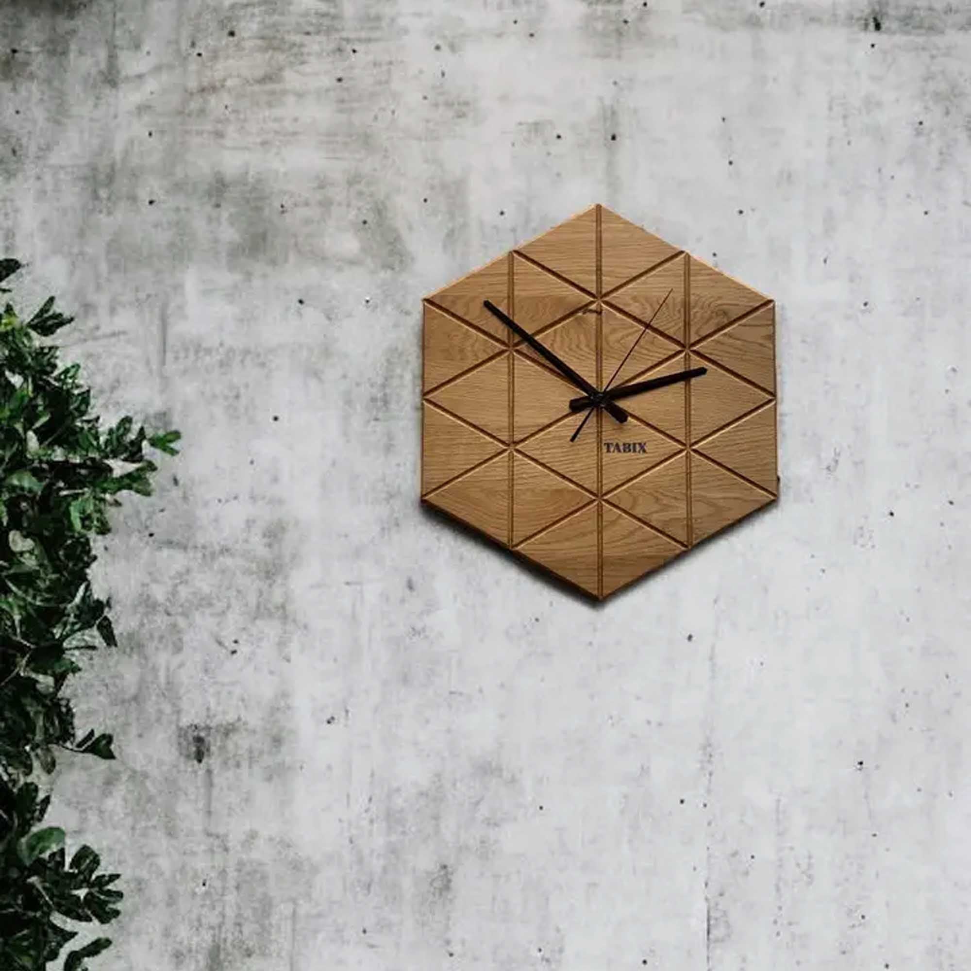 Настінний годинник HEXAGON, дубовий - зображення 2