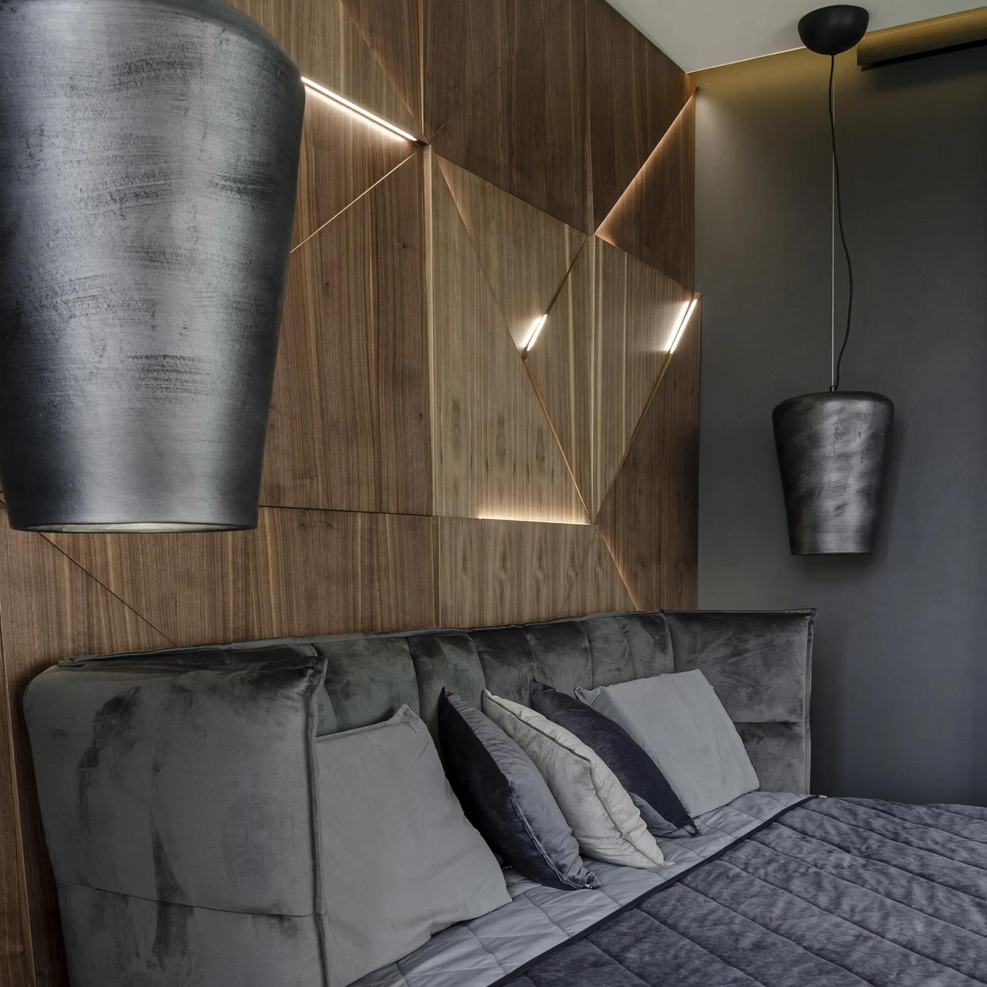 Підвісний світильник керамічний, чорний з срібним - зображення 2