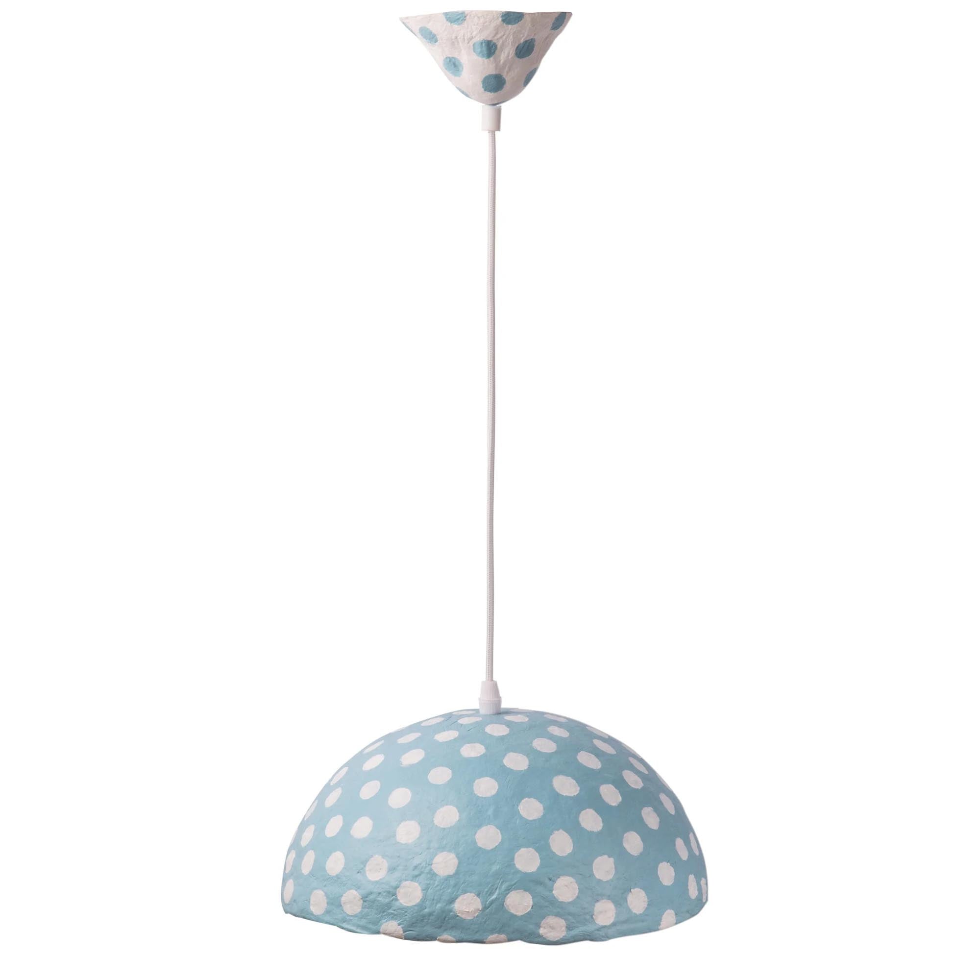 Підвісний світильник з підсиленого пап'є-маше, блакитний кантрі з білий - зображення 2