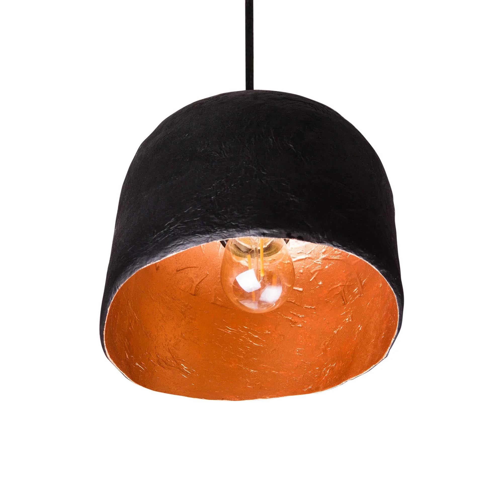Підвісний світильник з підсиленого пап'є-маше, чорний - зображення 1