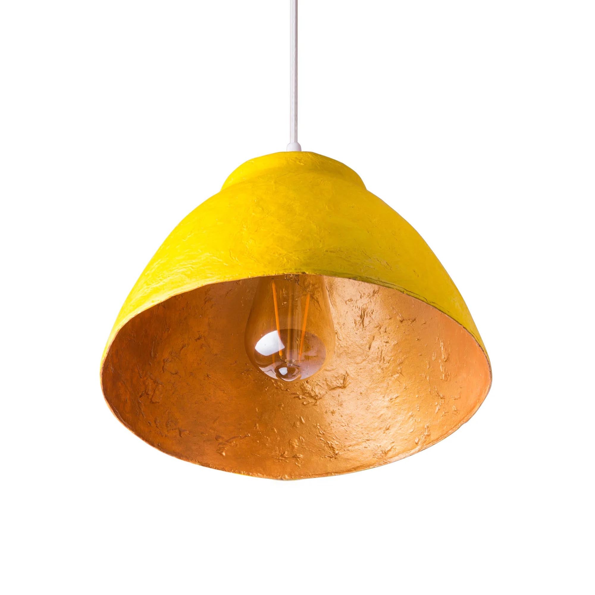 Підвісний світильник з підсиленого пап'є-маше, жовтий - зображення 1