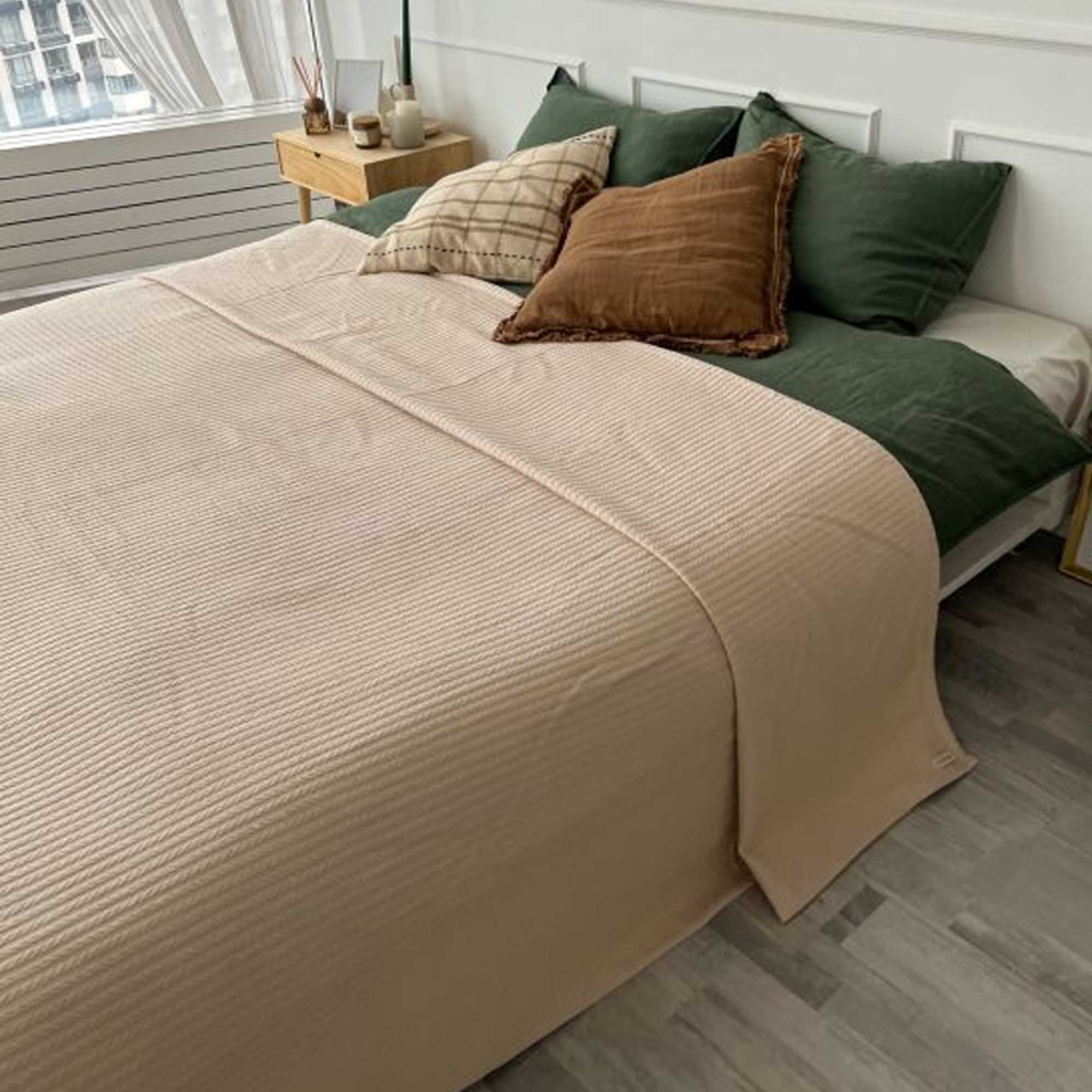 Плед бавовняний косичка BEIGE - зображення 2