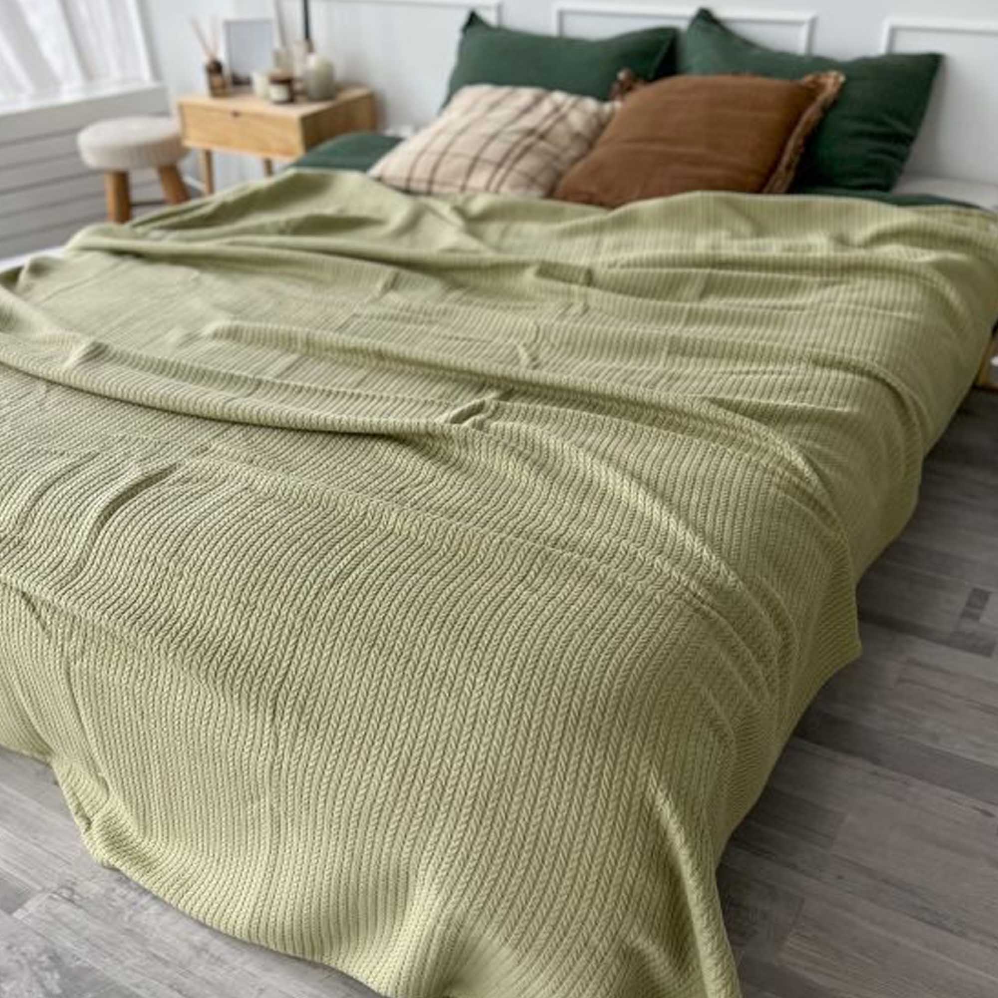 Плед бавовняний косичка PISTACHIO - зображення 2