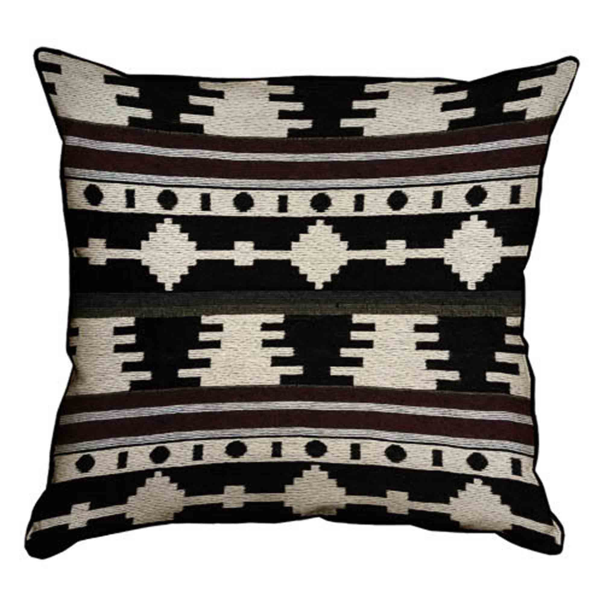 Подушка декоративна БІЛИЙ ОРНАМЕНТ НА ЧОРНОМУ ФОНІ - зображення 1