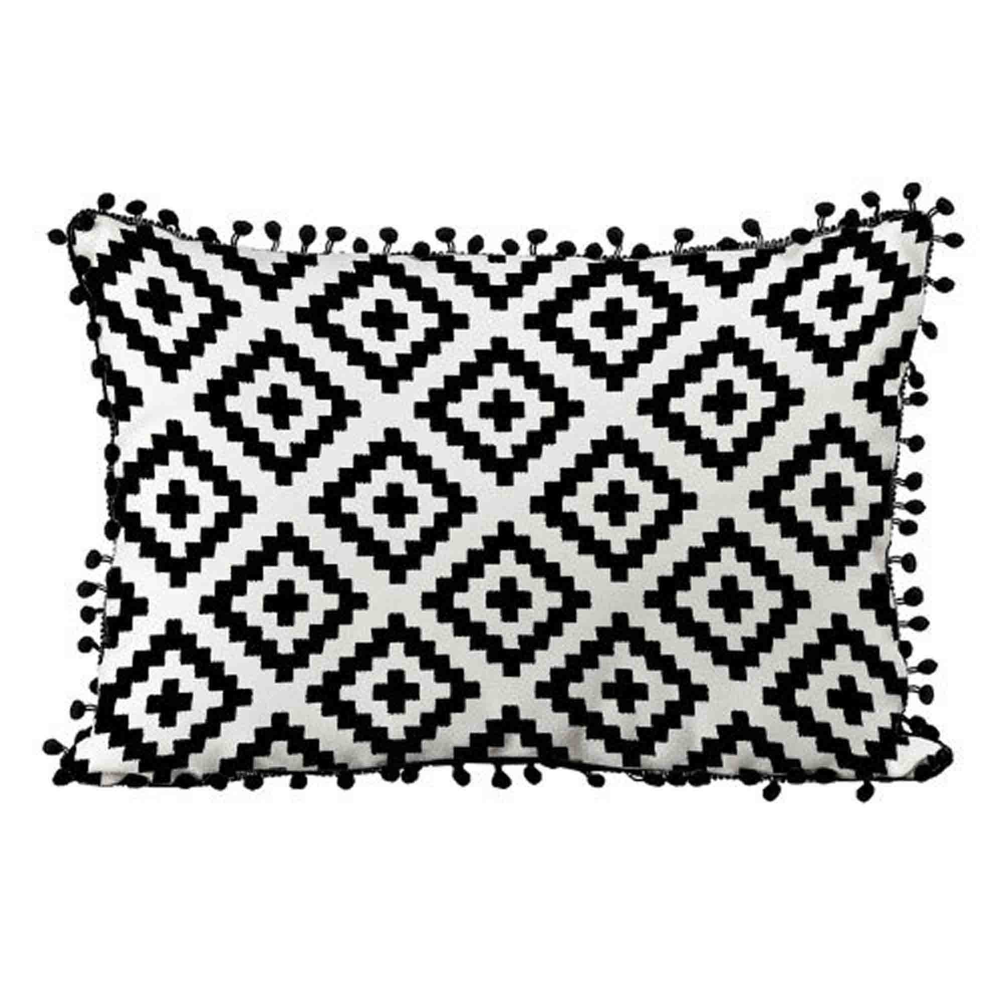 Подушка декоративна з помпонами ГЕОМЕТРИЧНИЙ ВІЗЕРУНОК - зображення 1