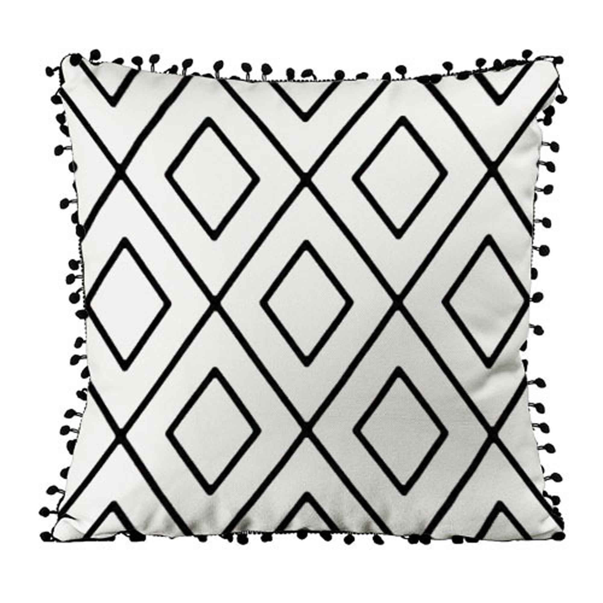 Подушка декоративна з помпонами ОРНАМЕНТ РОМБ У РОМБІ - зображення 1