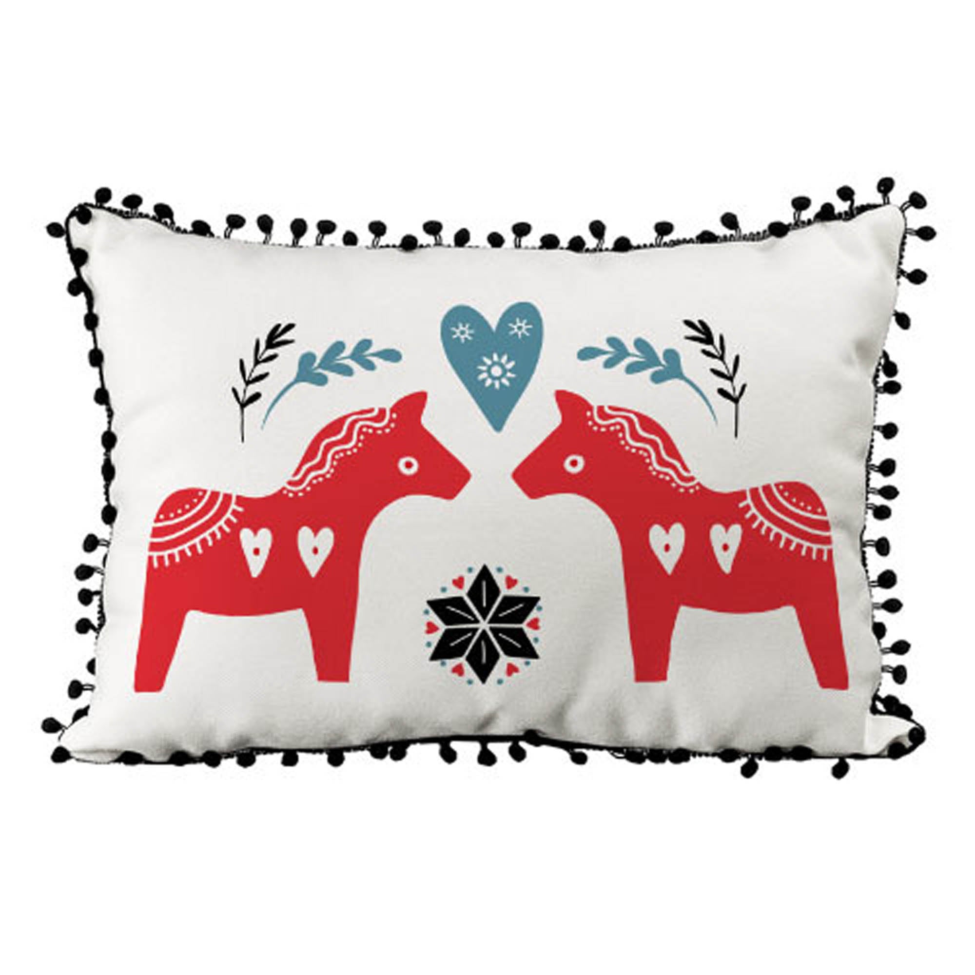 Подушка декоративна з помпонами КОНИКИ