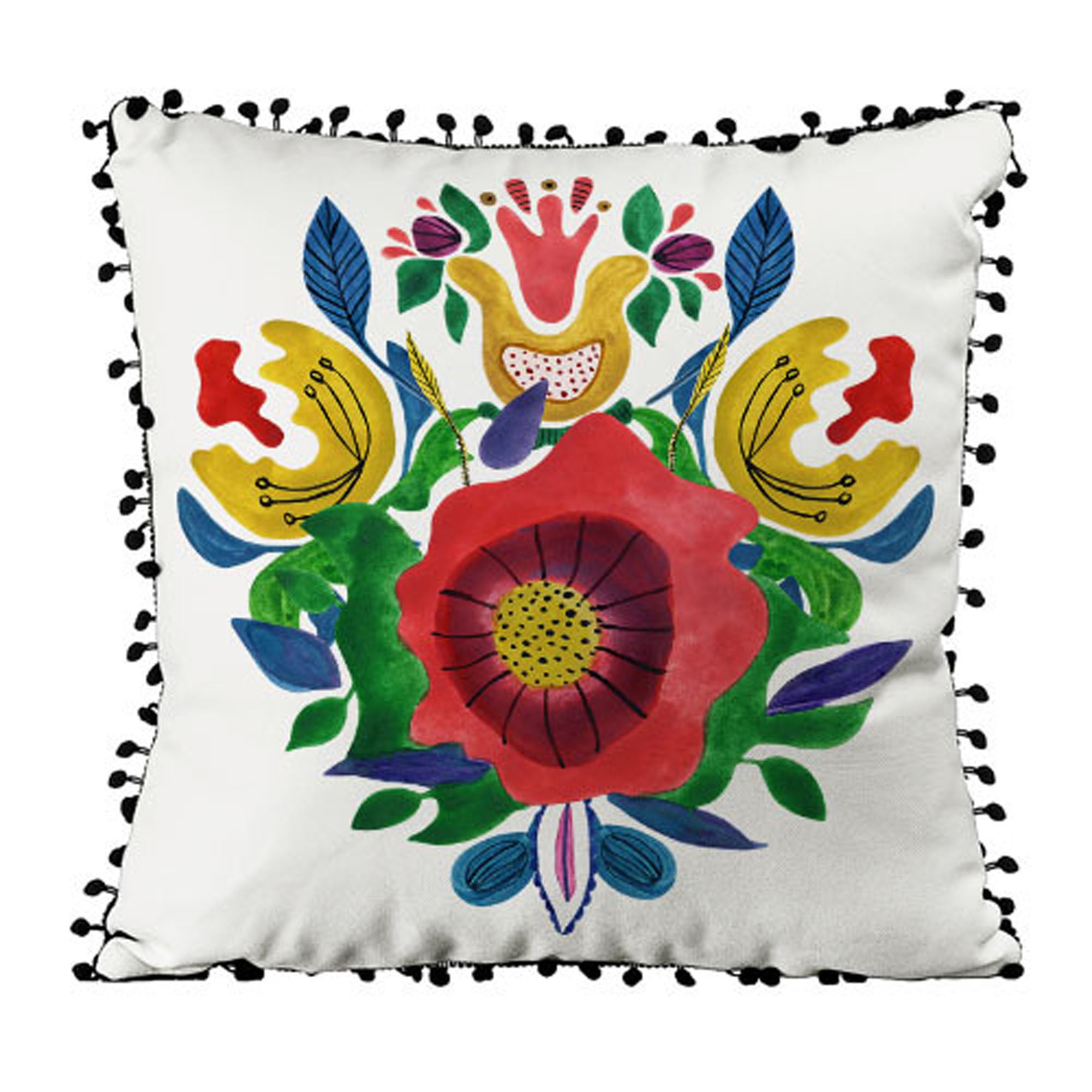 Подушка декоративна з помпонами МАК