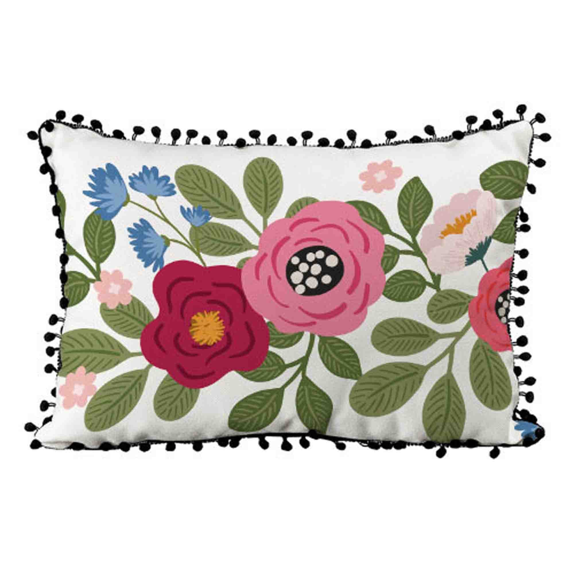 Подушка декоративна з помпонами МАЛЬВИ 45х32 см - зображення 1