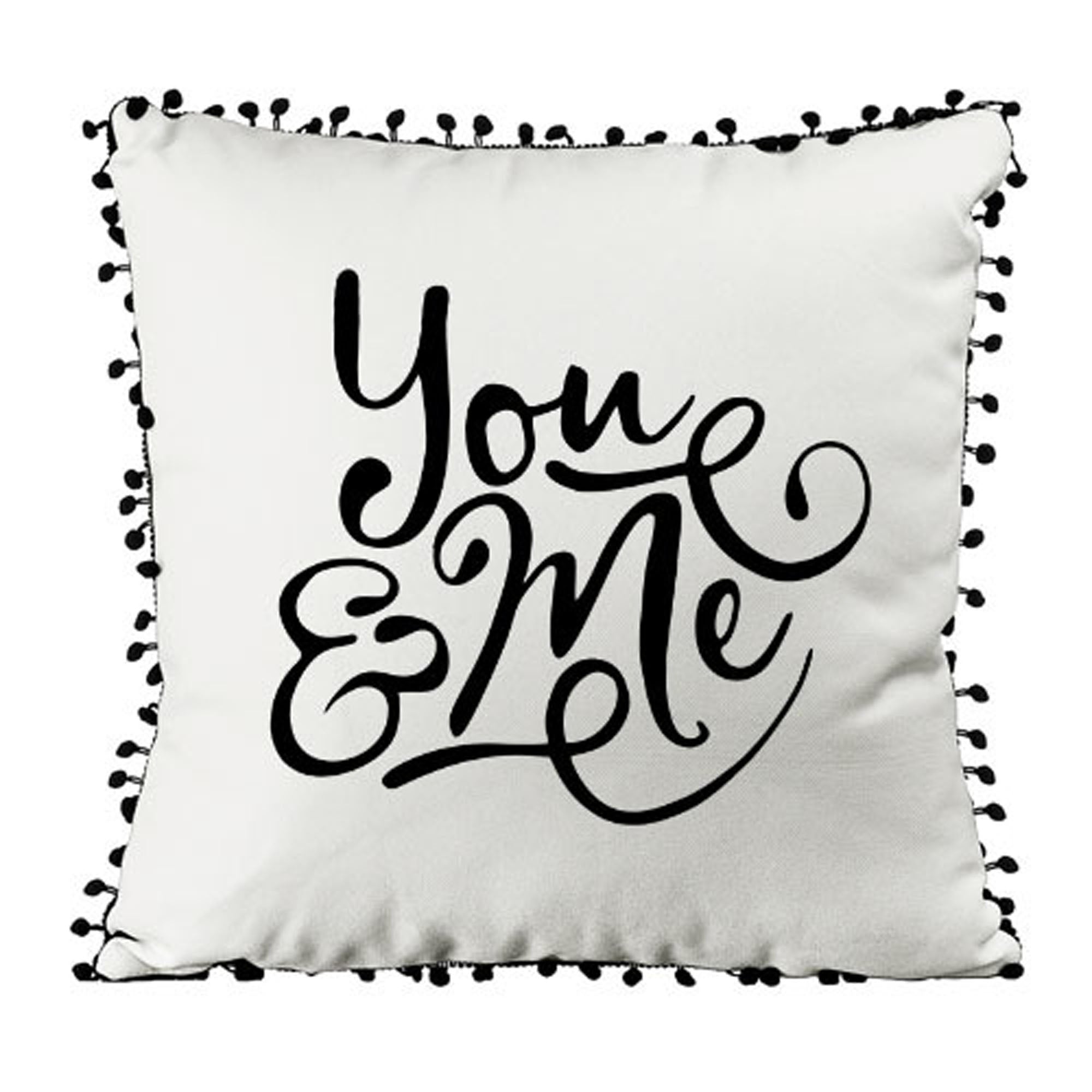 Подушка декоративна з помпонами YOU ME