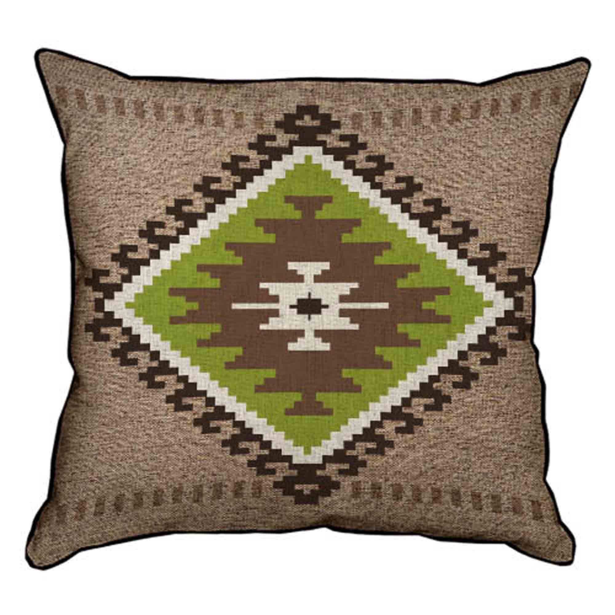 Подушка декоративна ЗЕЛЕНО-СІРИЙ НАВАХО ОРНАМЕНТ - зображення 1