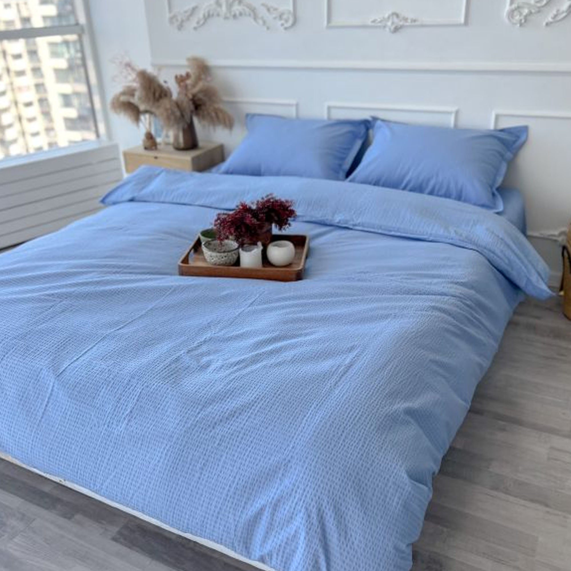 Постільна білизна BLUE, жата бавовна