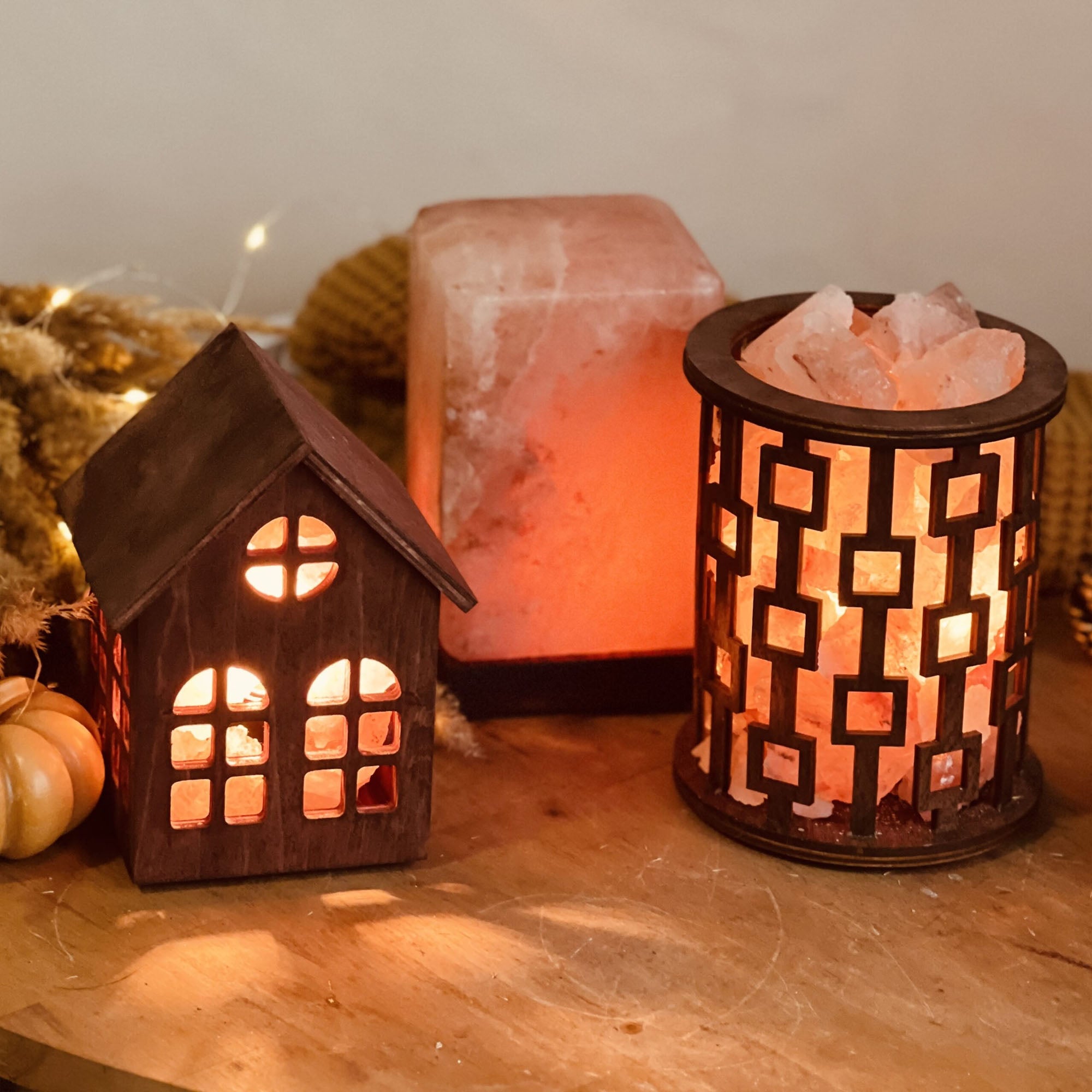 Соляная лампа корзина КВАДРАТЫ