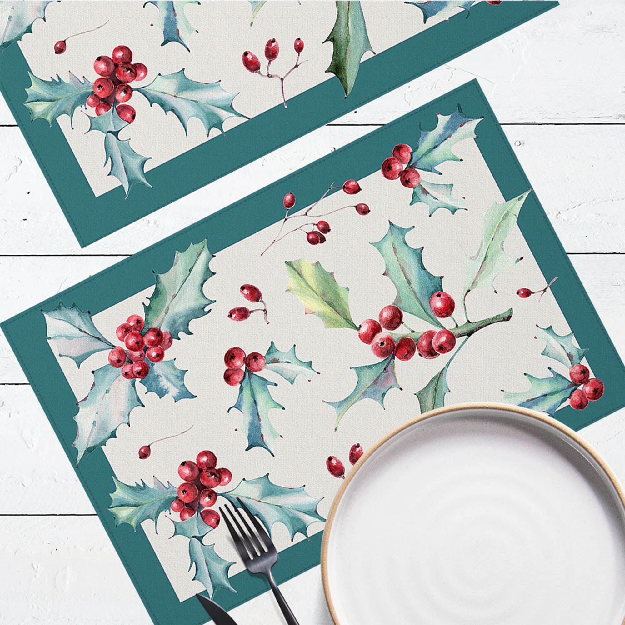 Салфетки на стол РОЖДЕСТВЕНСКАЯ ЯГОДА, 2шт