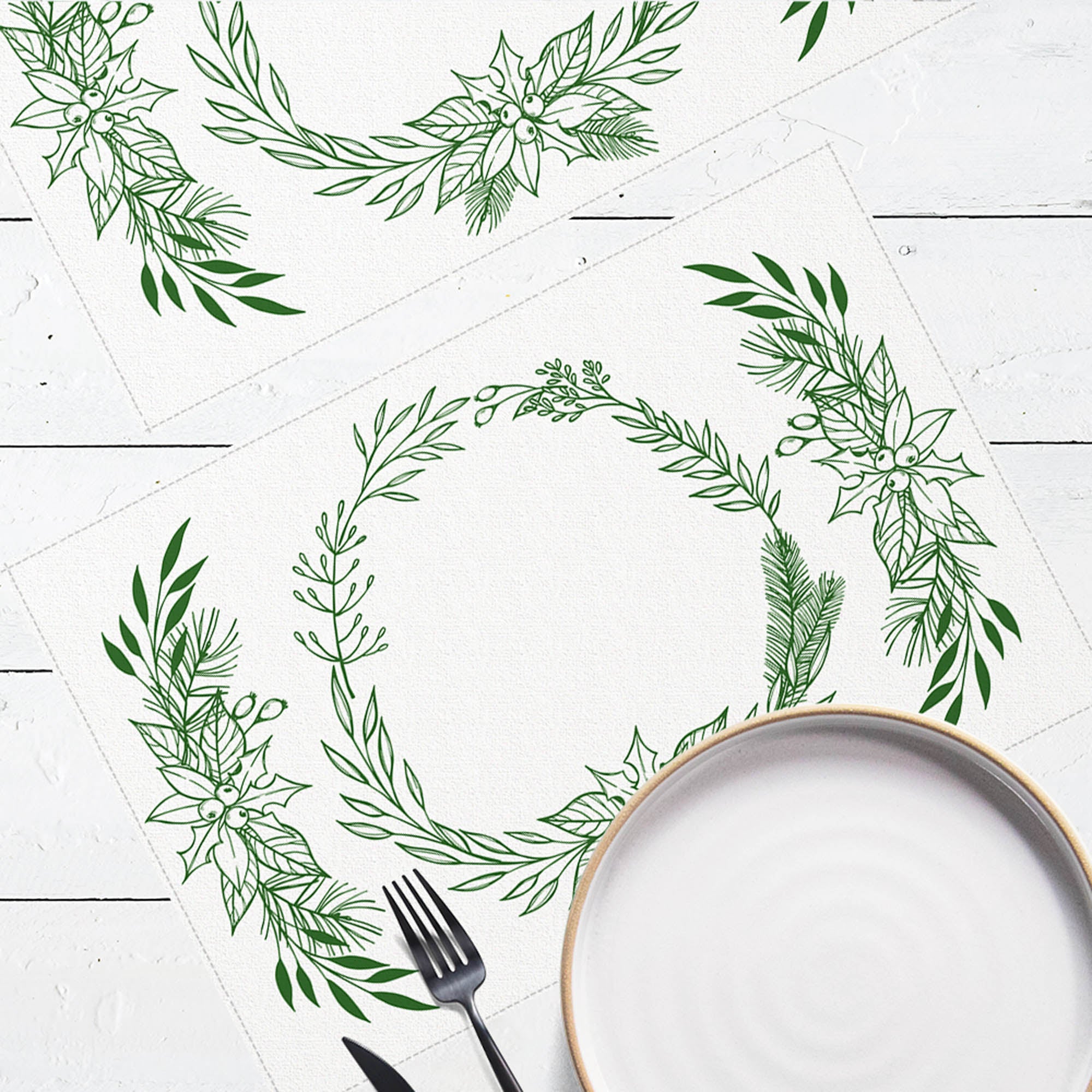 Салфетки на стол РОЖДЕСТВЕНСКИЕ ВЕНКИ, 2шт