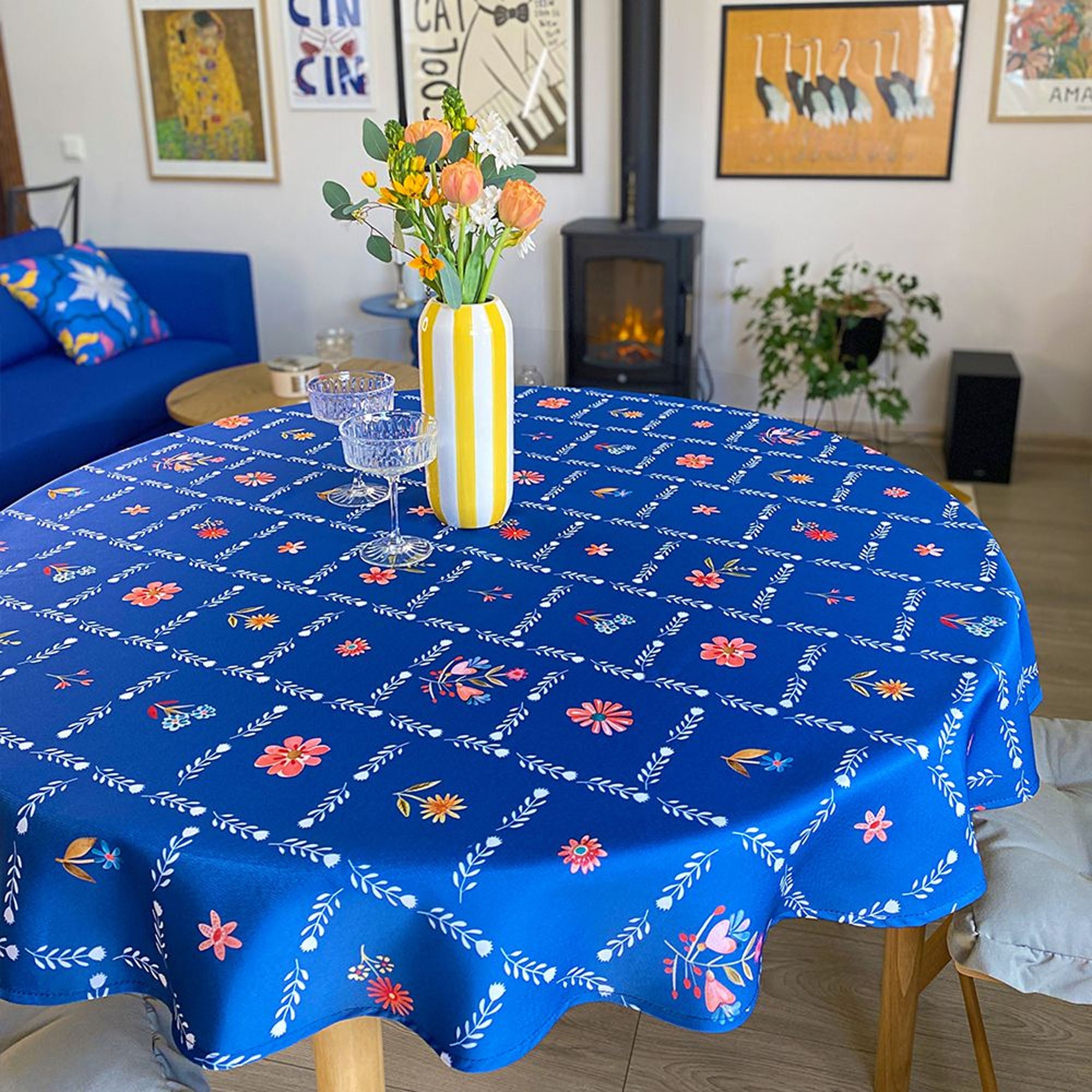 Скатертина кругла МОЗАЙКА З КВІТІВ