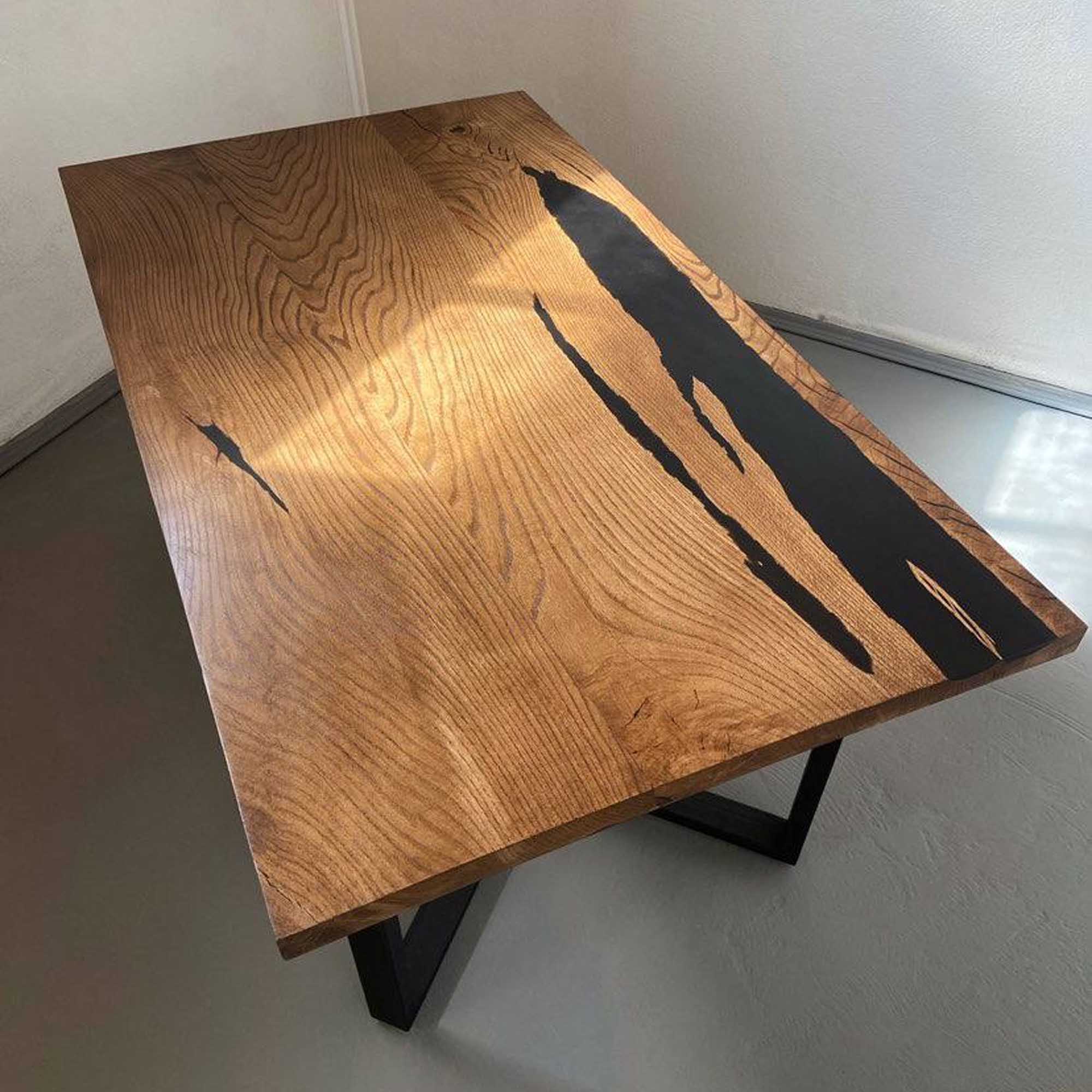 Стіл БУМЕРАНГ, прямокутний на 6 осіб з дуба та епоксидної смоли - зображення 2