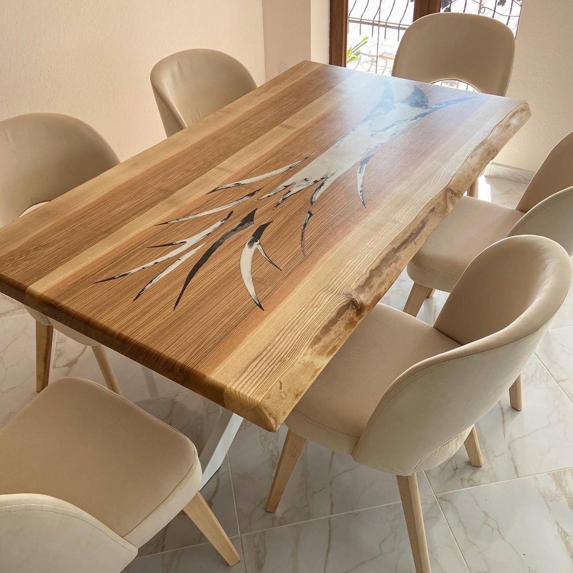 Стіл КІЛКИ, прямокутний на 8 осіб з масиву ясена та живим краєм - зображення 1