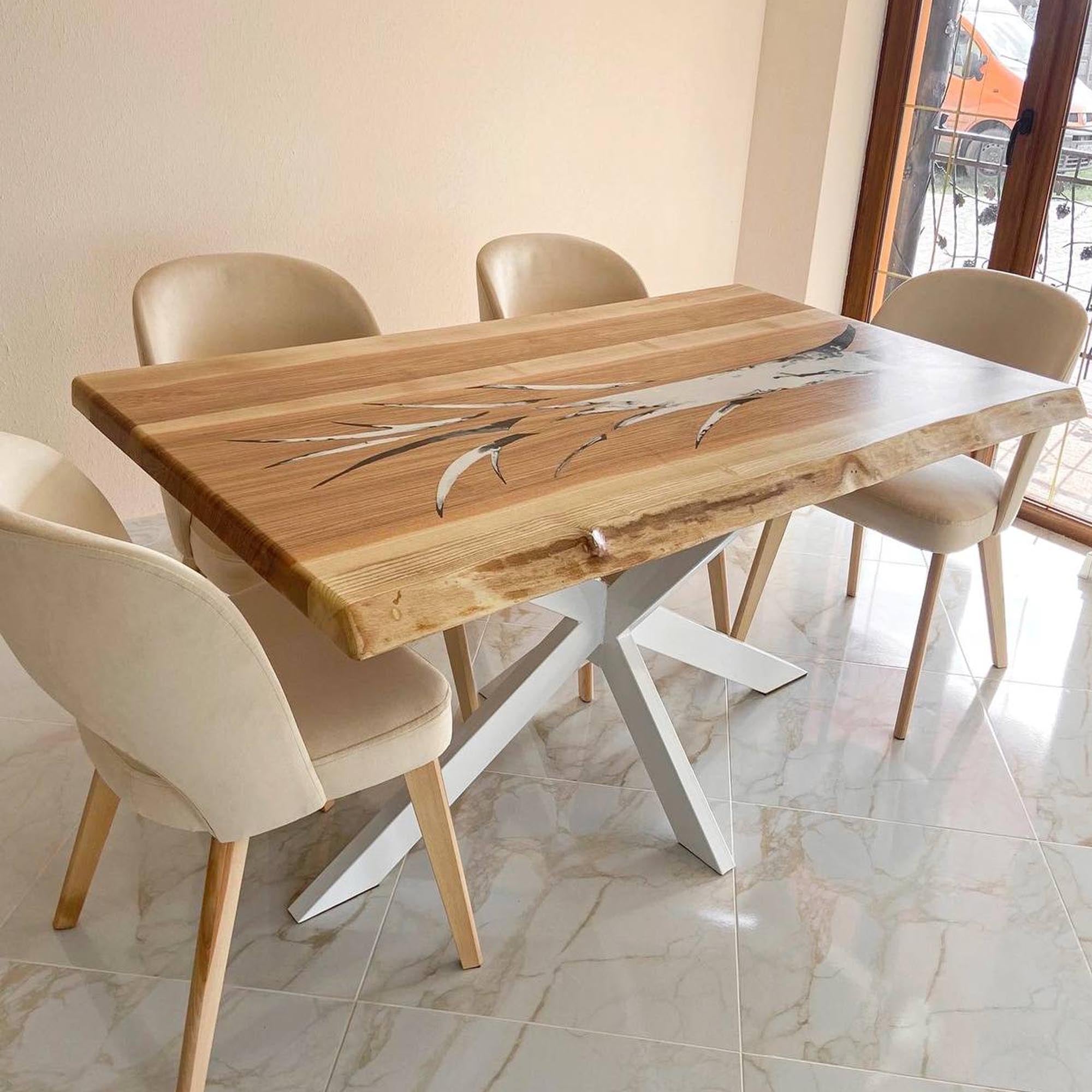 Стіл КІЛКИ, прямокутний на 8 осіб з масиву ясена та живим краєм - зображення 2