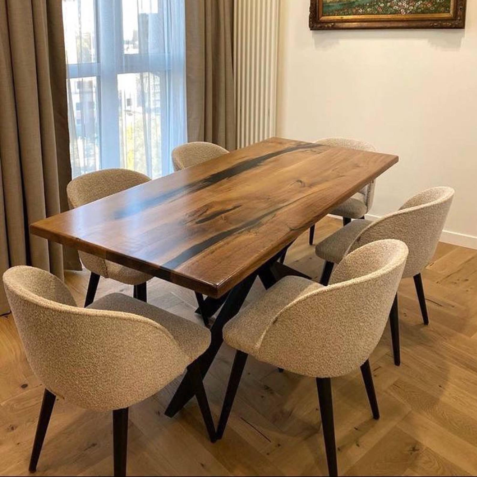 Стіл КІЛКИ, прямокутний на 8 осіб з масиву дуба та епоксидною смолою - зображення 1