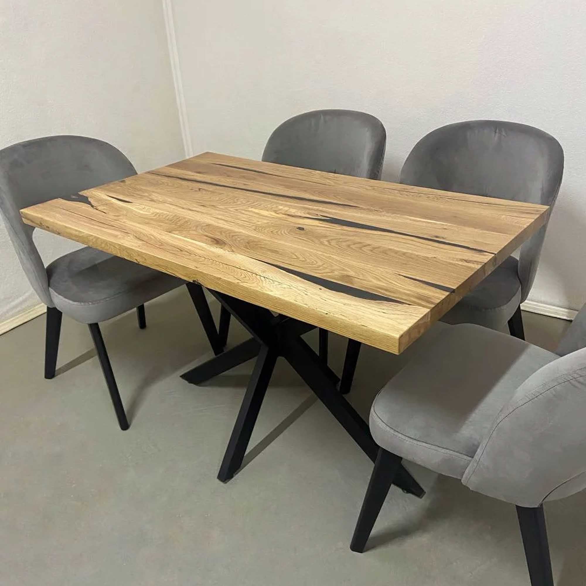 Стіл КІЛКИ, прямокутний на 4 особи з дуба та епоксидної смоли - зображення 1