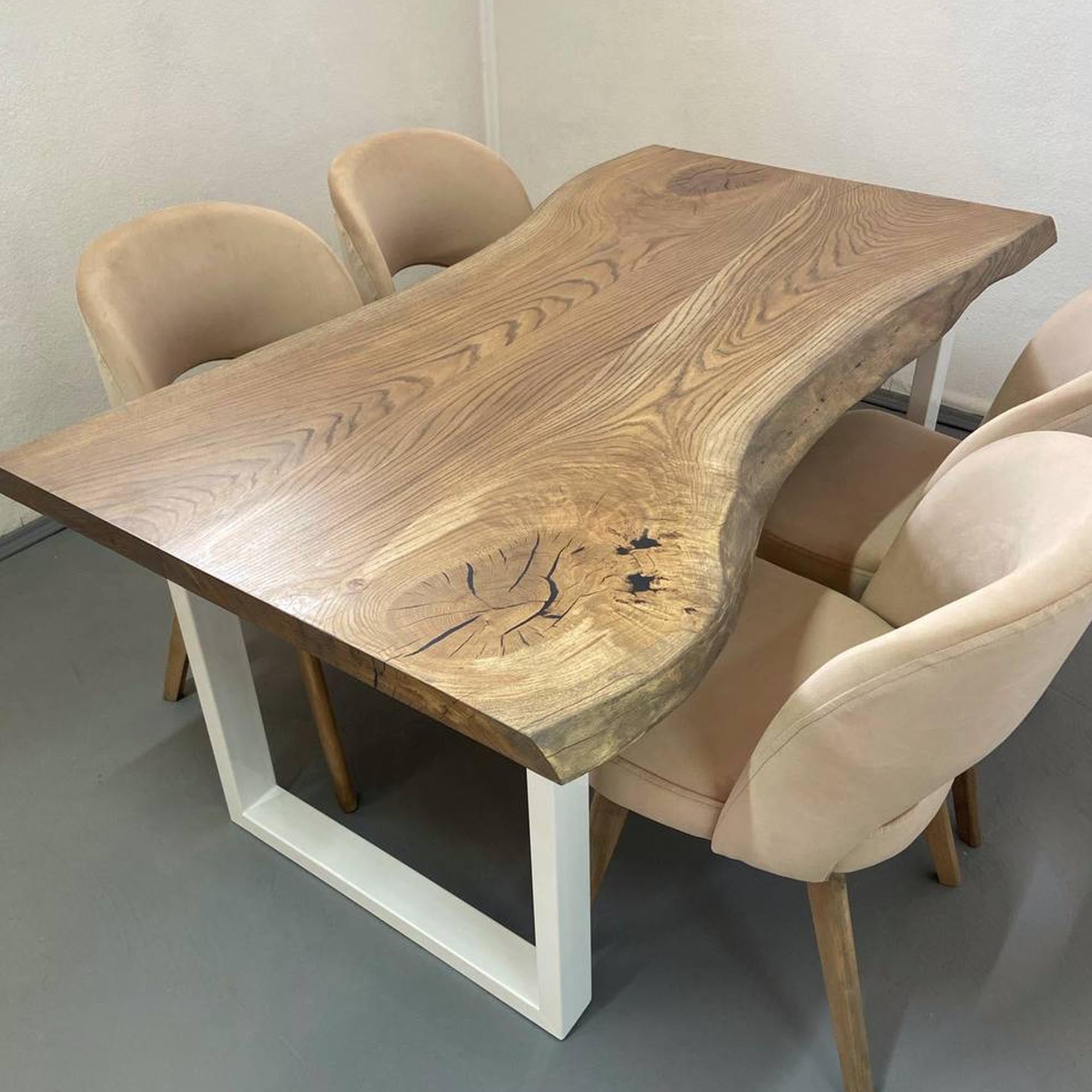 Стіл КВАДРАТ, прямокутний на 6 осіб з масиву дуба та живим краєм - зображення 2