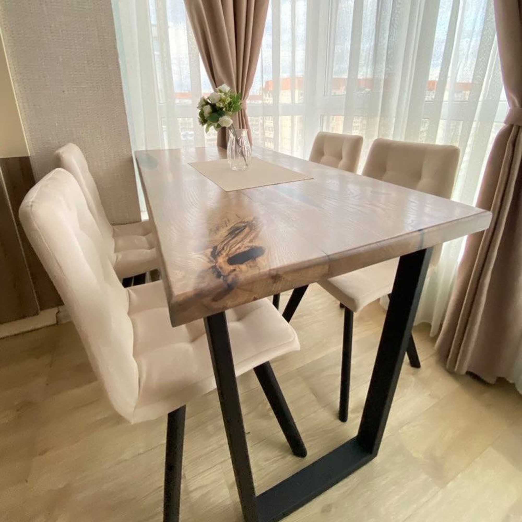 Стіл ТРАПЕЦІЯ, прямокутний на 4 особи з дуба та епоксидної смоли - зображення 2