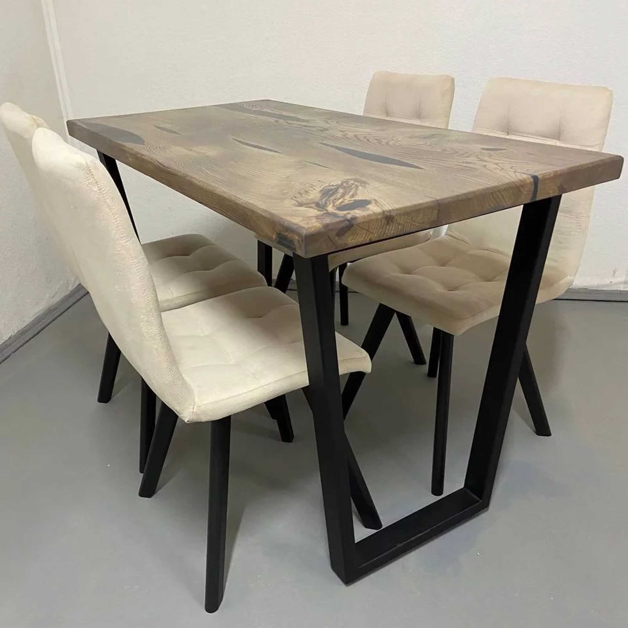 Стіл ТРАПЕЦІЯ, прямокутний на 4 особи з дуба та епоксидної смоли - зображення 1