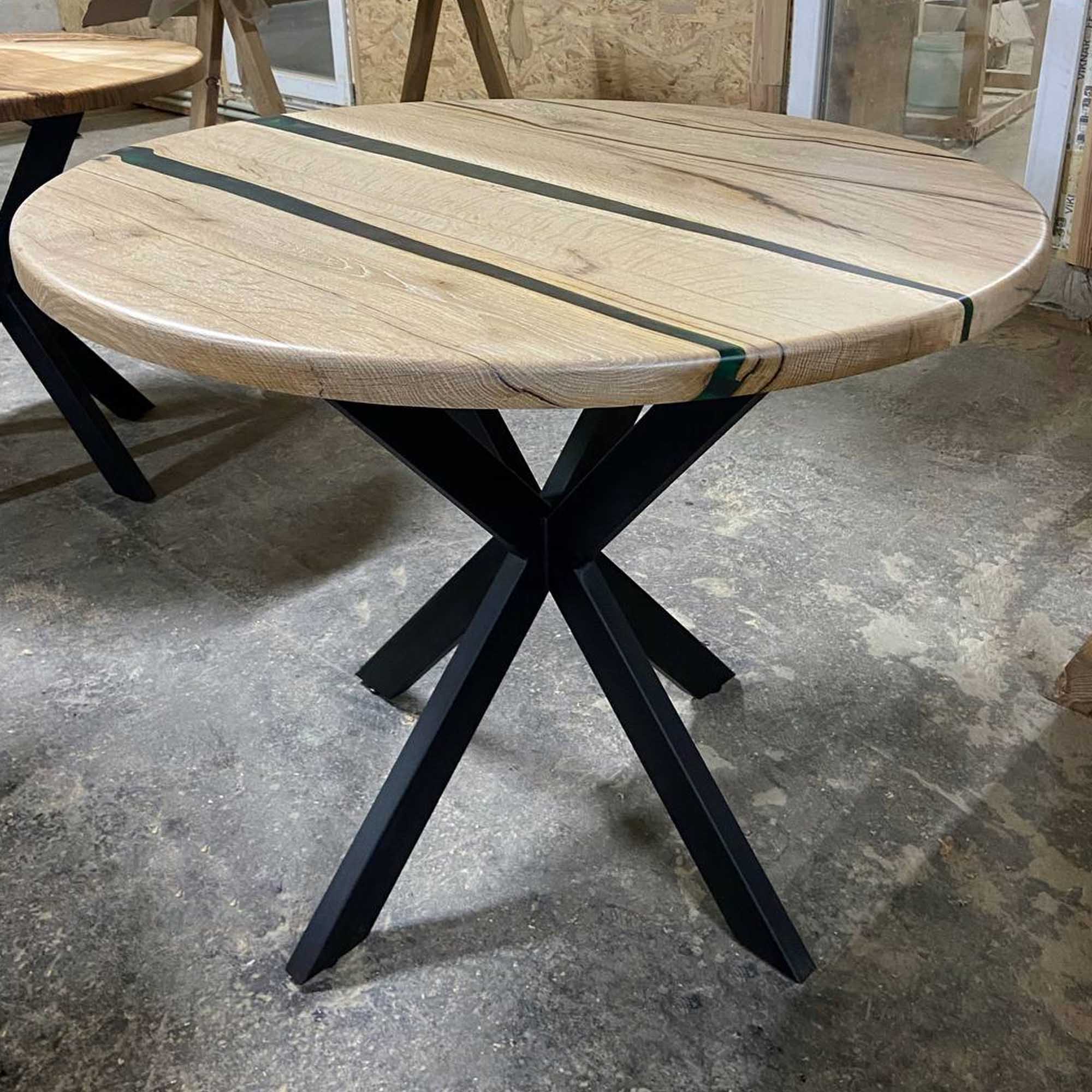 Стіл РІКА, круглий з горіха та епоксидної смоли - зображення 1