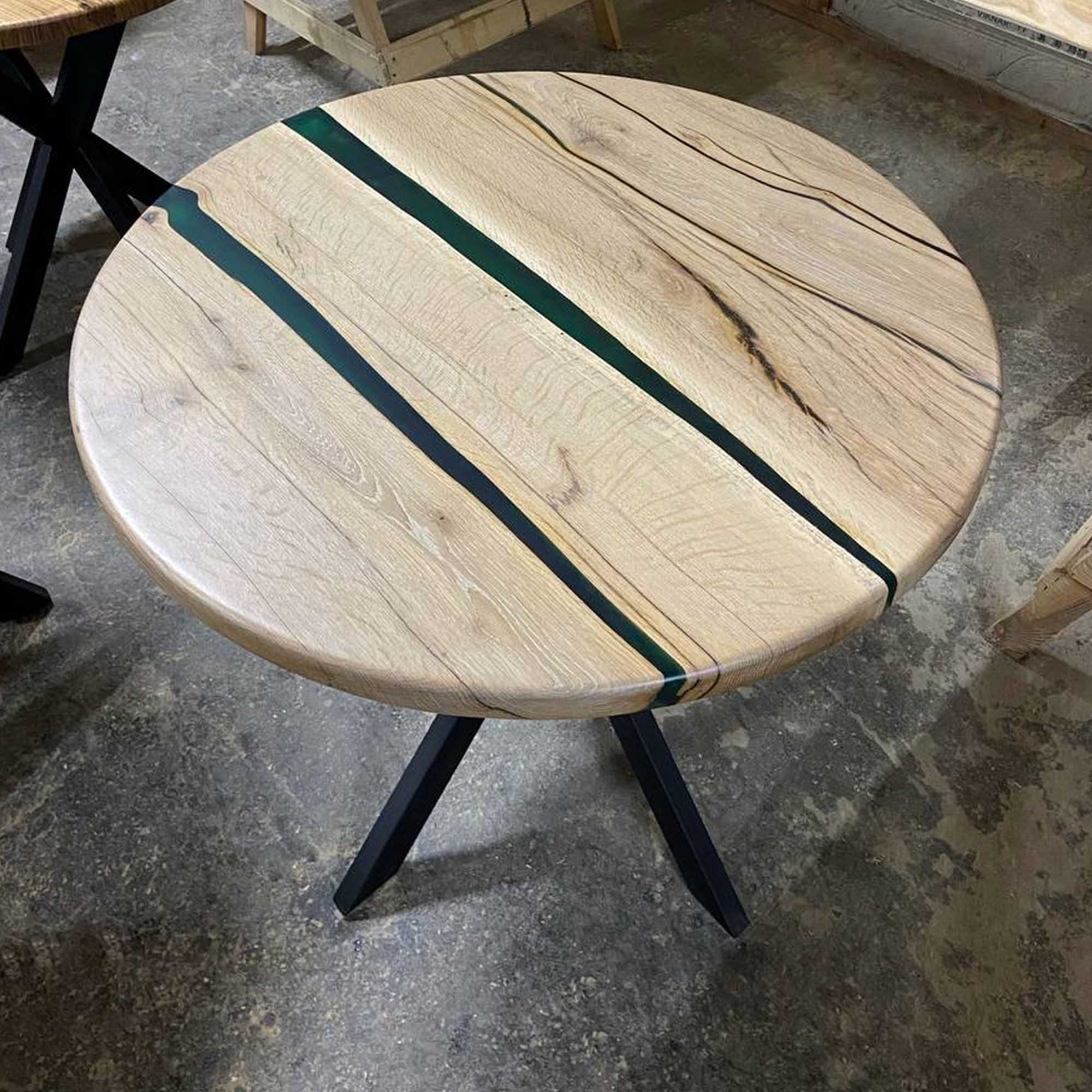 Стіл РІКА, круглий з горіха та епоксидної смоли - зображення 2