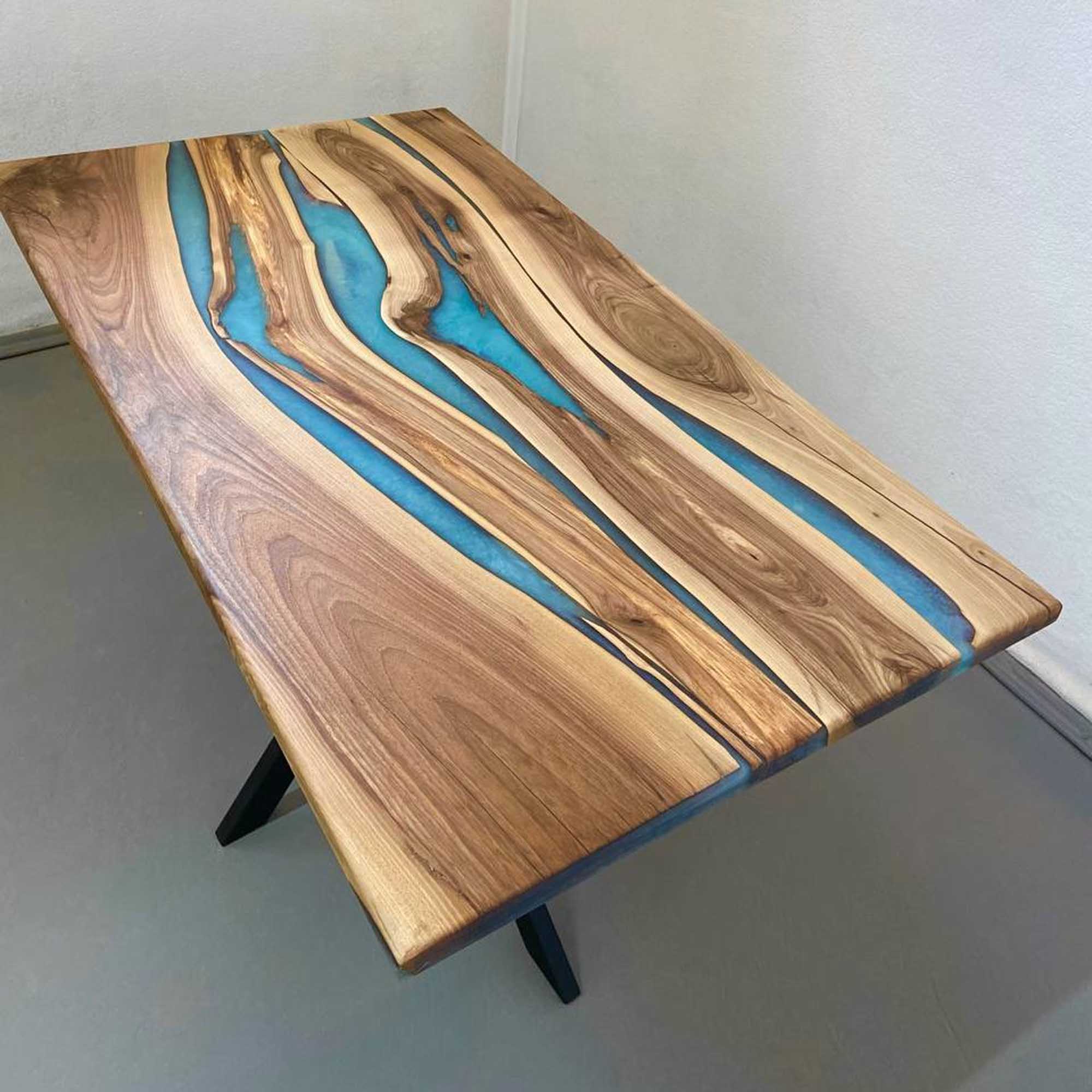 Стіл РІКА, прямокутний на 6 осіб з горіха та епоксидної смоли - зображення 1