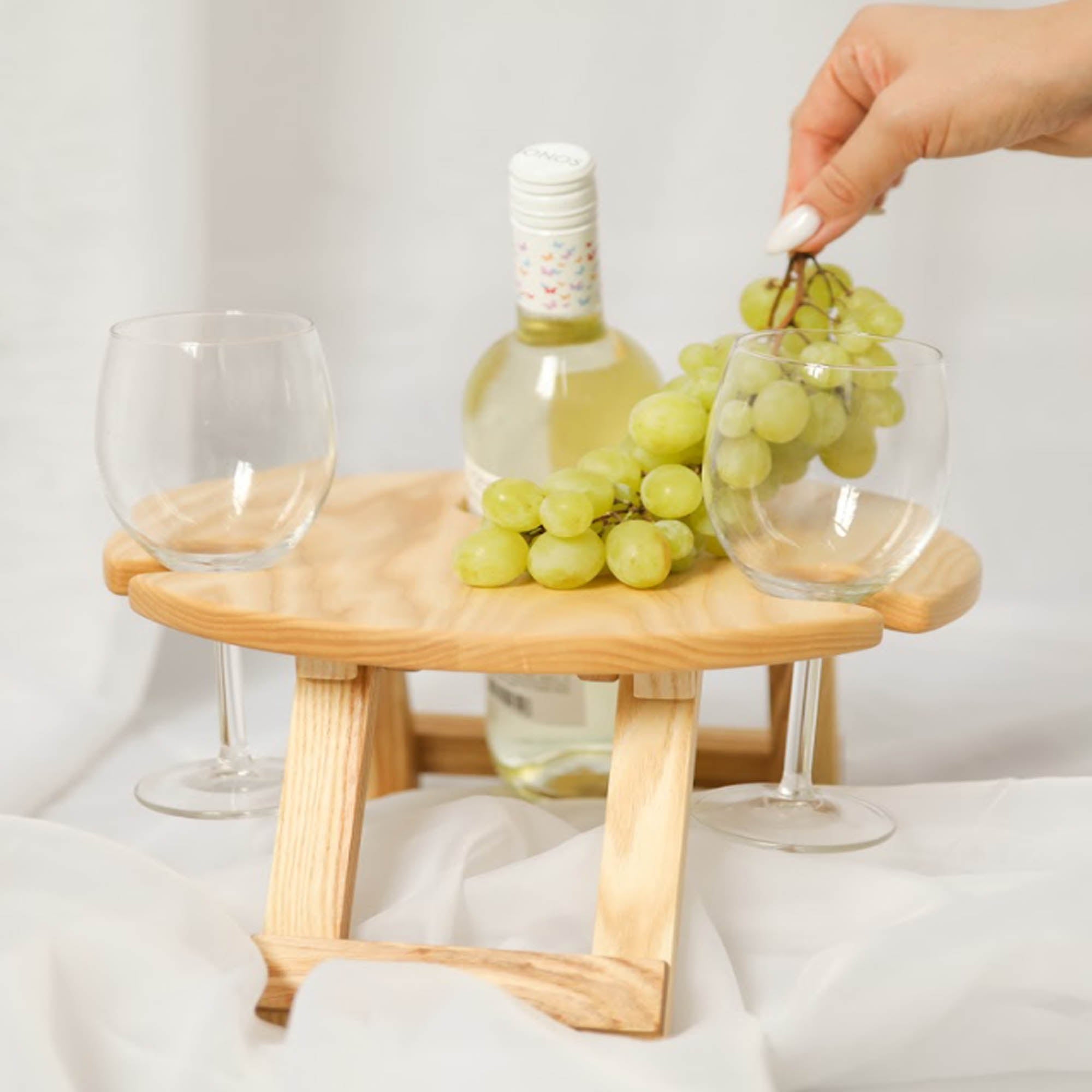 Винний столик РОМАНТИКА на 2 келиха з дерева